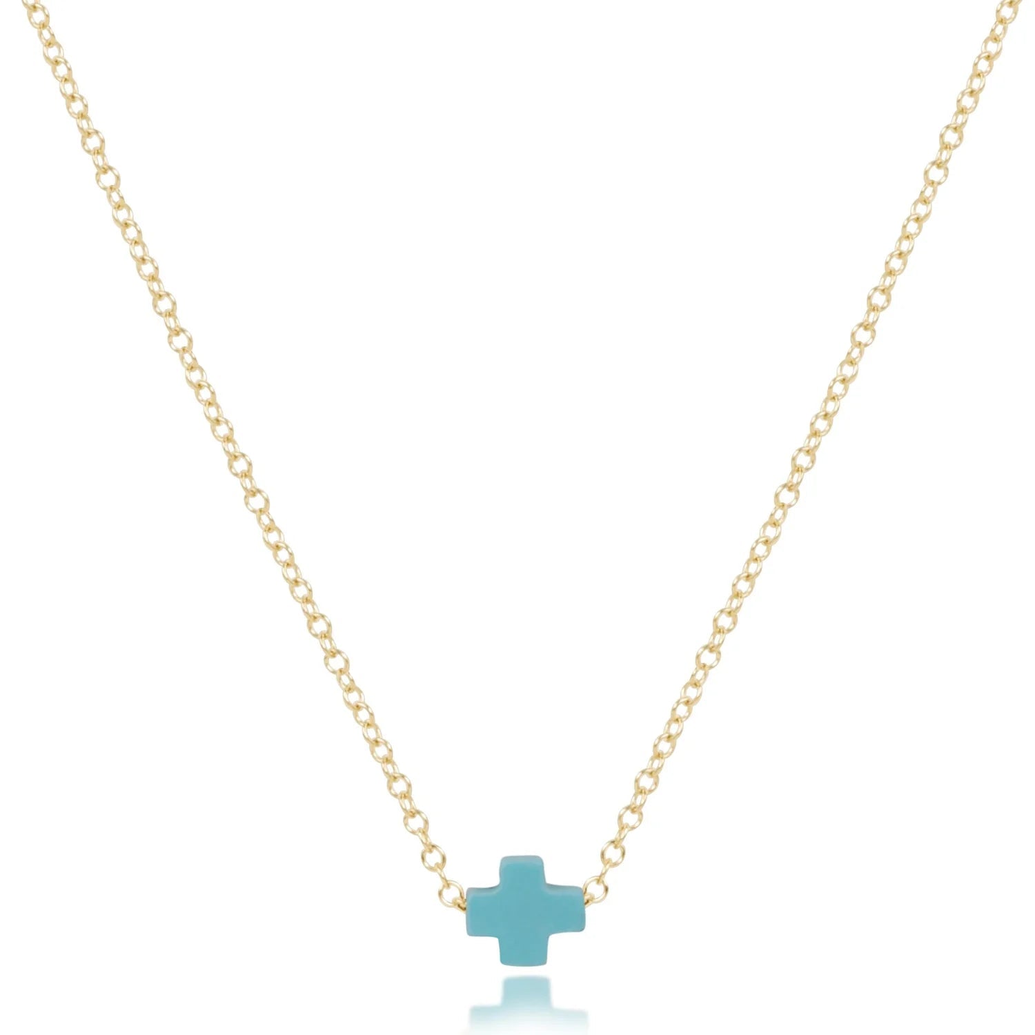 enewton 16" Necklace Gold - Signature Cross Small Turquoise - Elk + Elm