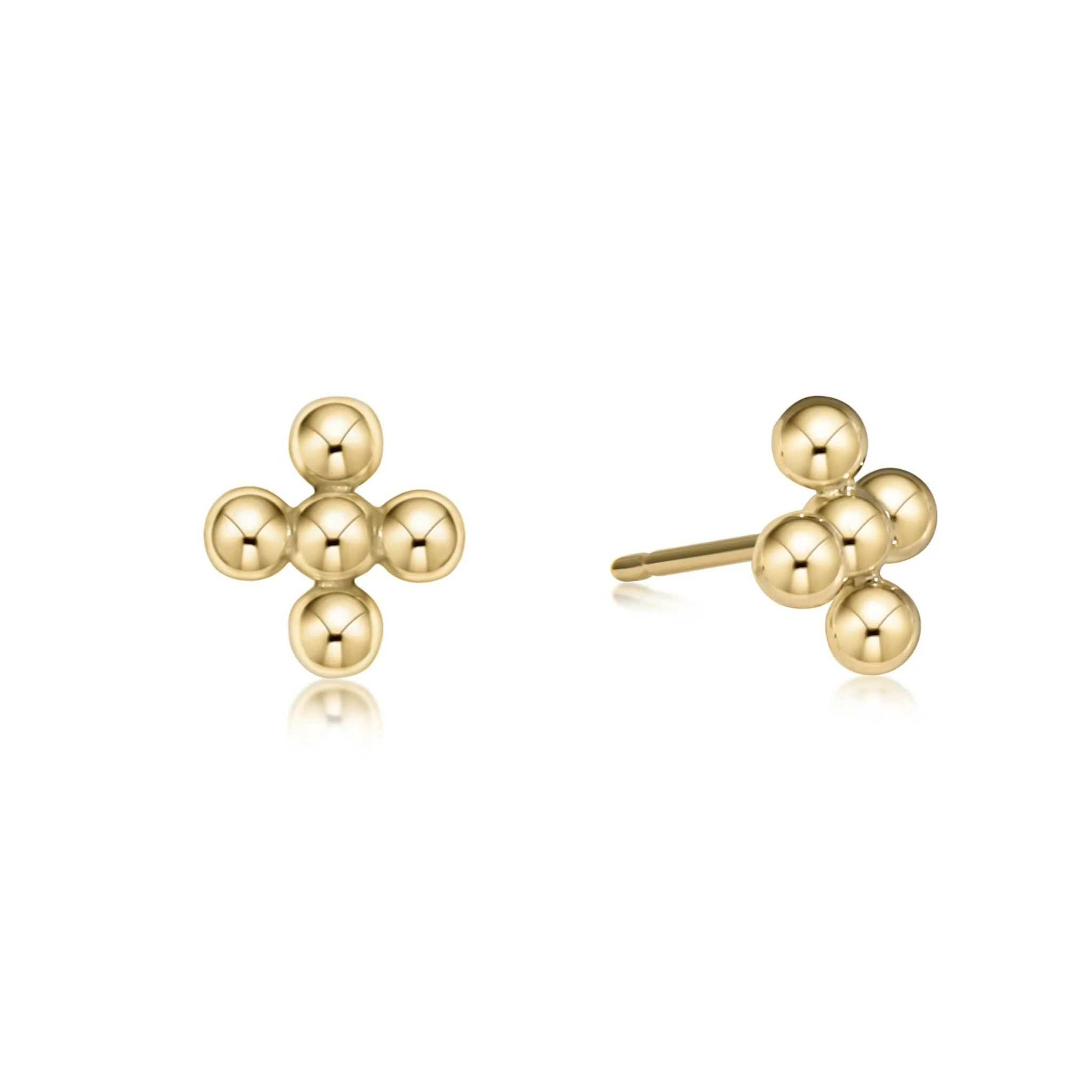 eNewton Classic Beaded Cross Earrings - 4mm - Elk + Elm