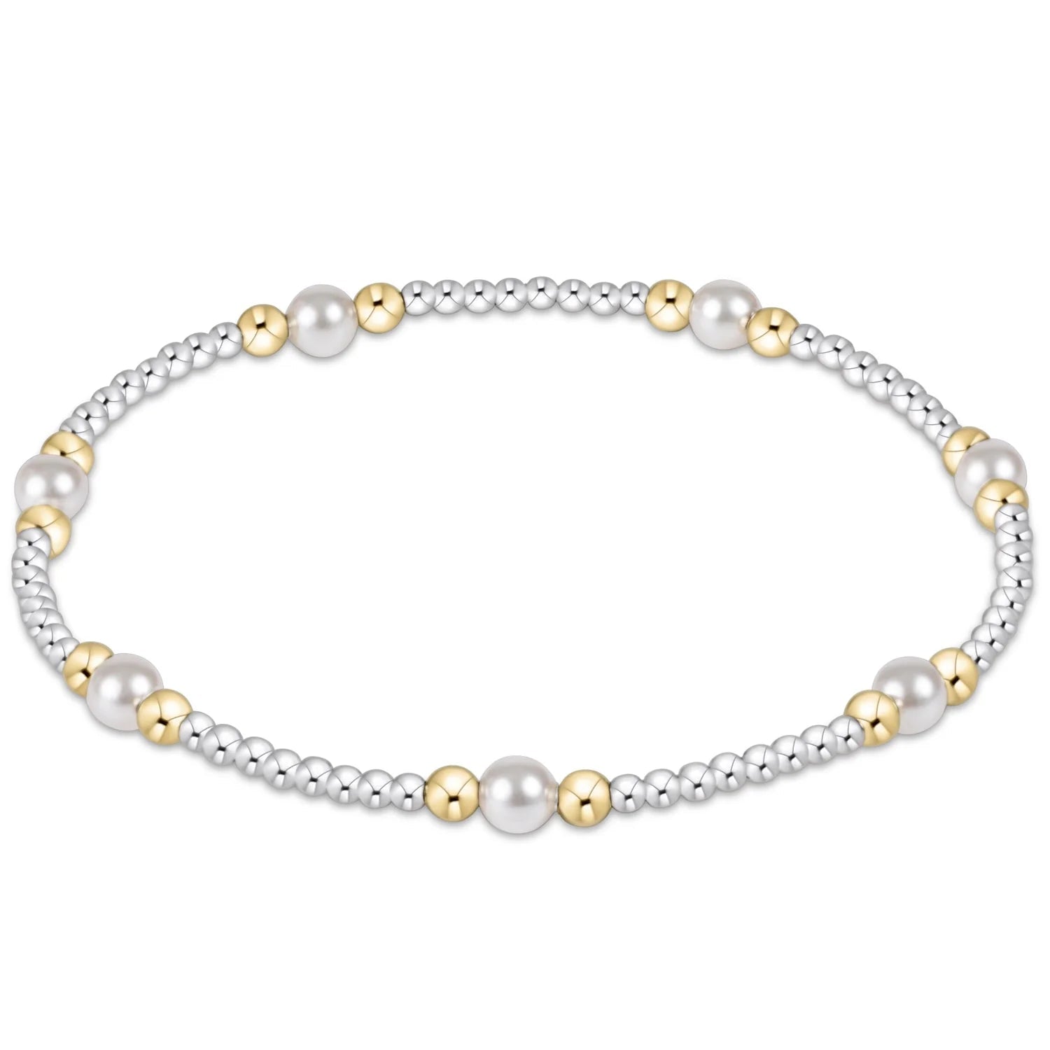 eNewton Purpose Pearl Mixed metal Bracelet 4mm - Elk + Elm