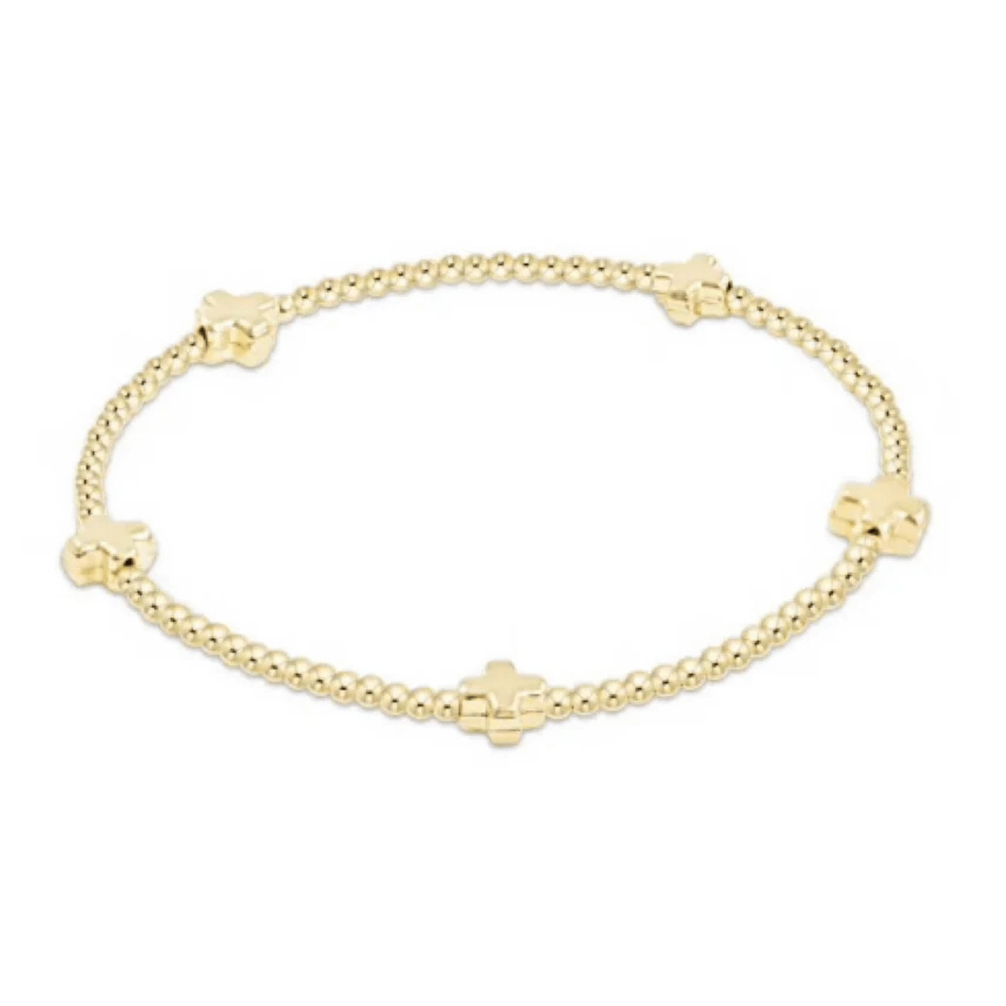 eNewton Signature Cross Small Gold Bracelet - Elk + Elm