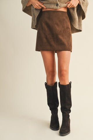 Espresso Suede Mini Skirt