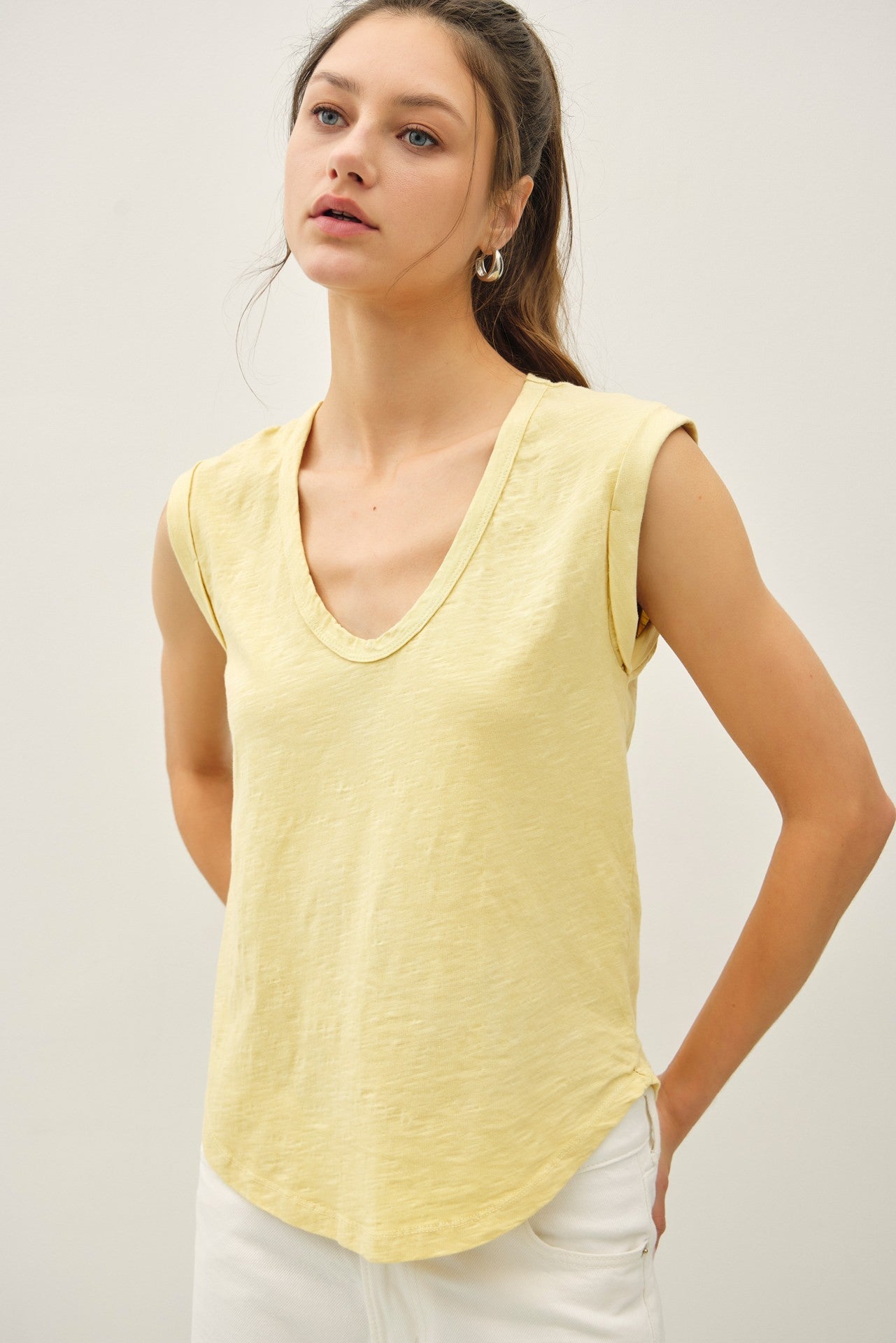 Everyday Cotton Slub Cap Sleeve Tee - Squash - Elk + Elm