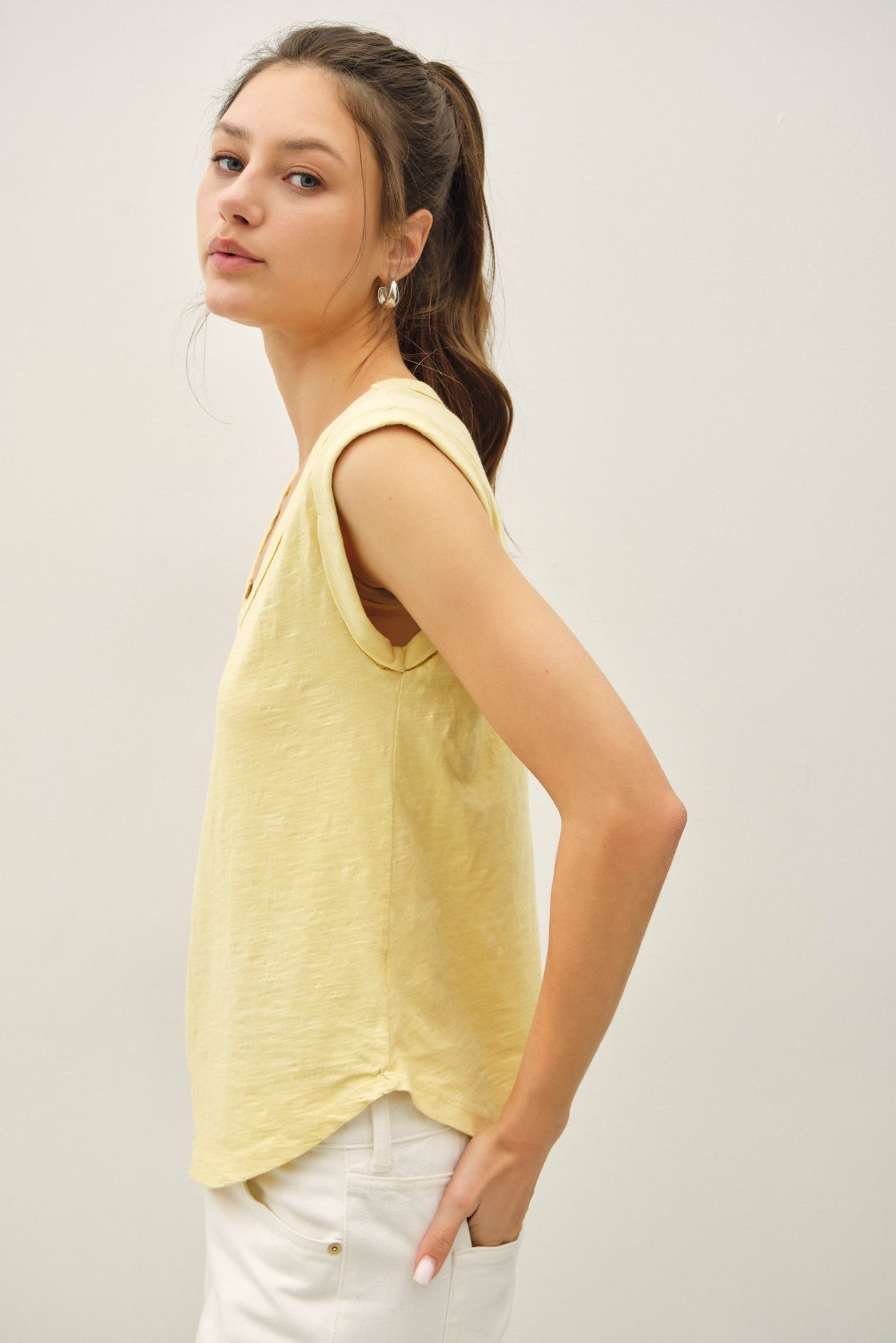 Everyday Cotton Slub Cap Sleeve Tee - Squash - Elk + Elm