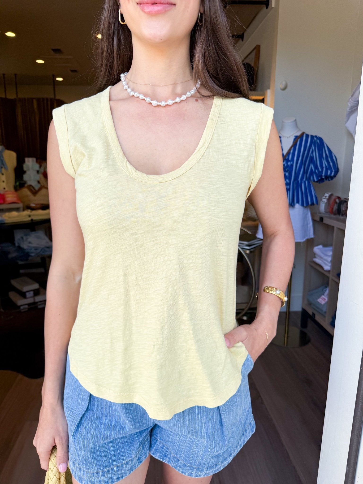 Everyday Cotton Slub Cap Sleeve Tee - Squash - Elk + Elm