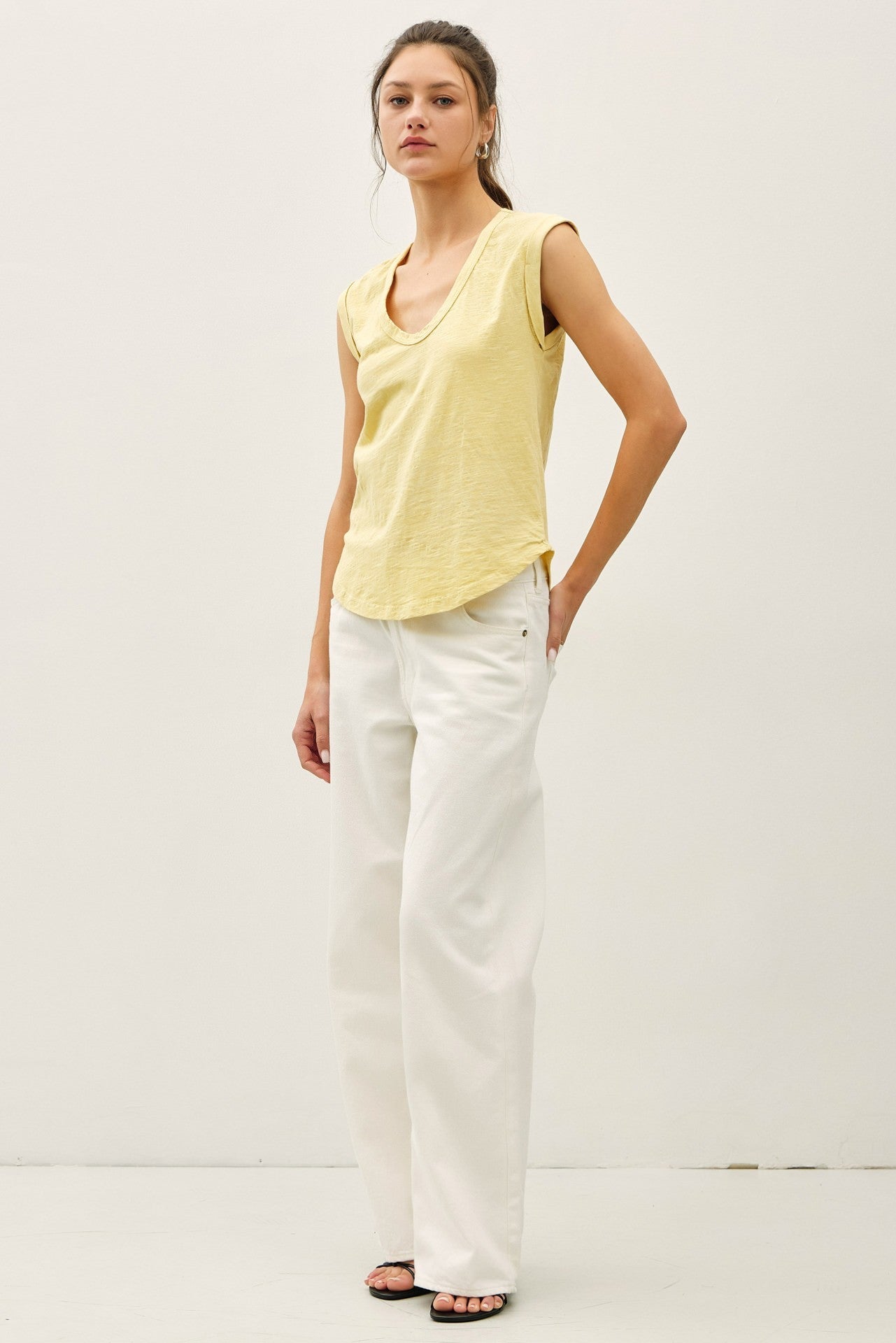 Everyday Cotton Slub Cap Sleeve Tee - Squash - Elk + Elm