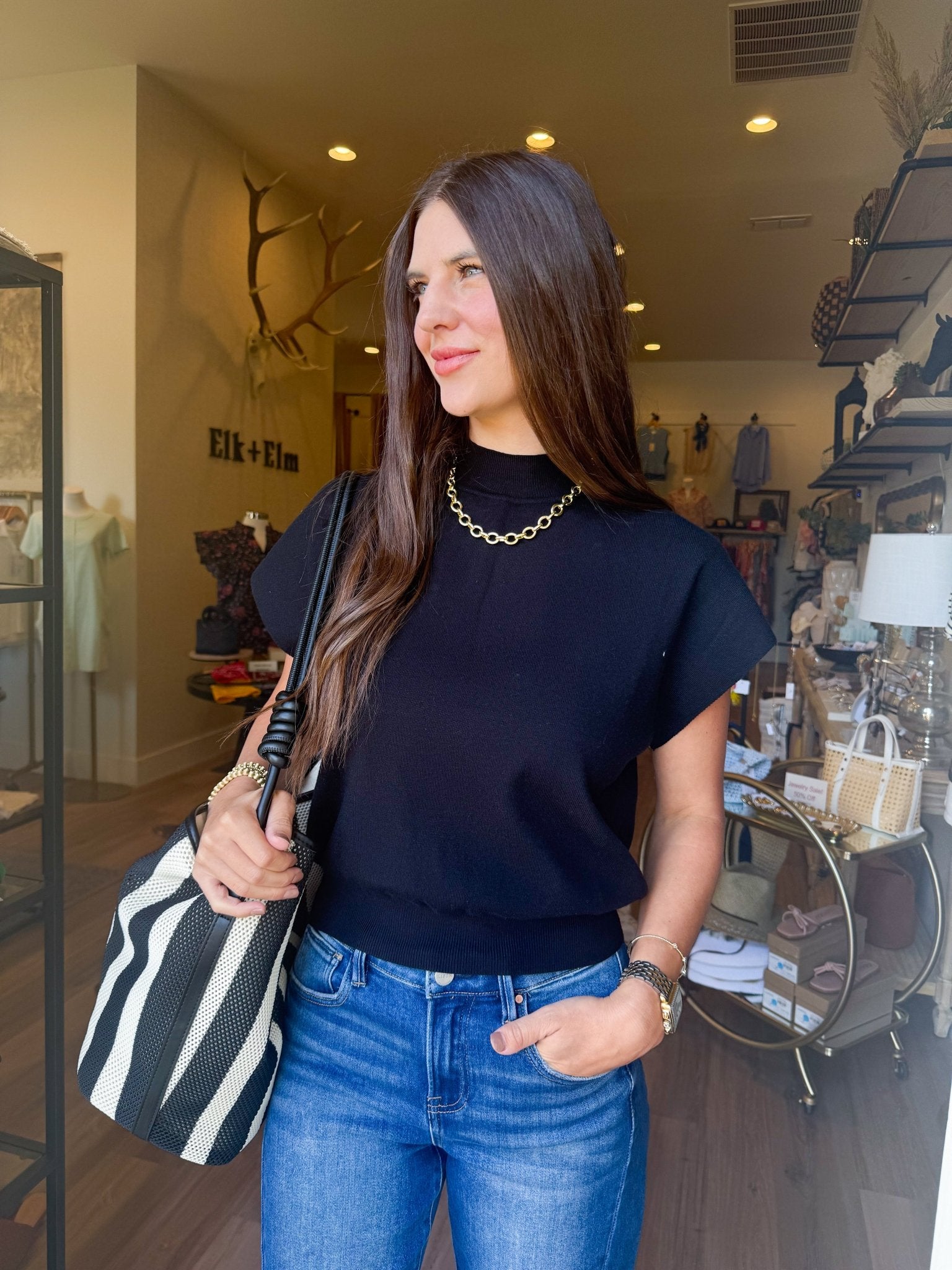 Everyday Mock Neck - Black - Elk + Elm