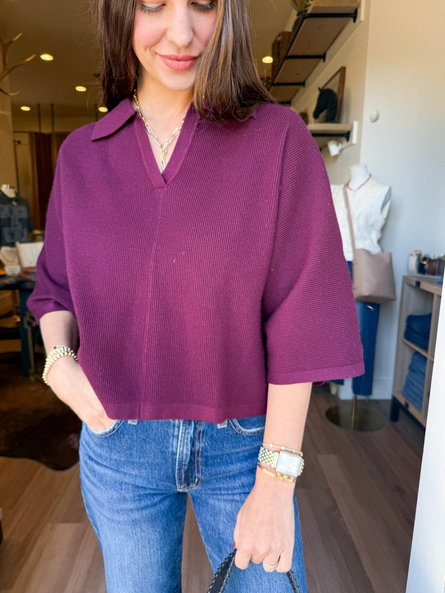 Everyday Polo Knit - Merlot - Elk + Elm