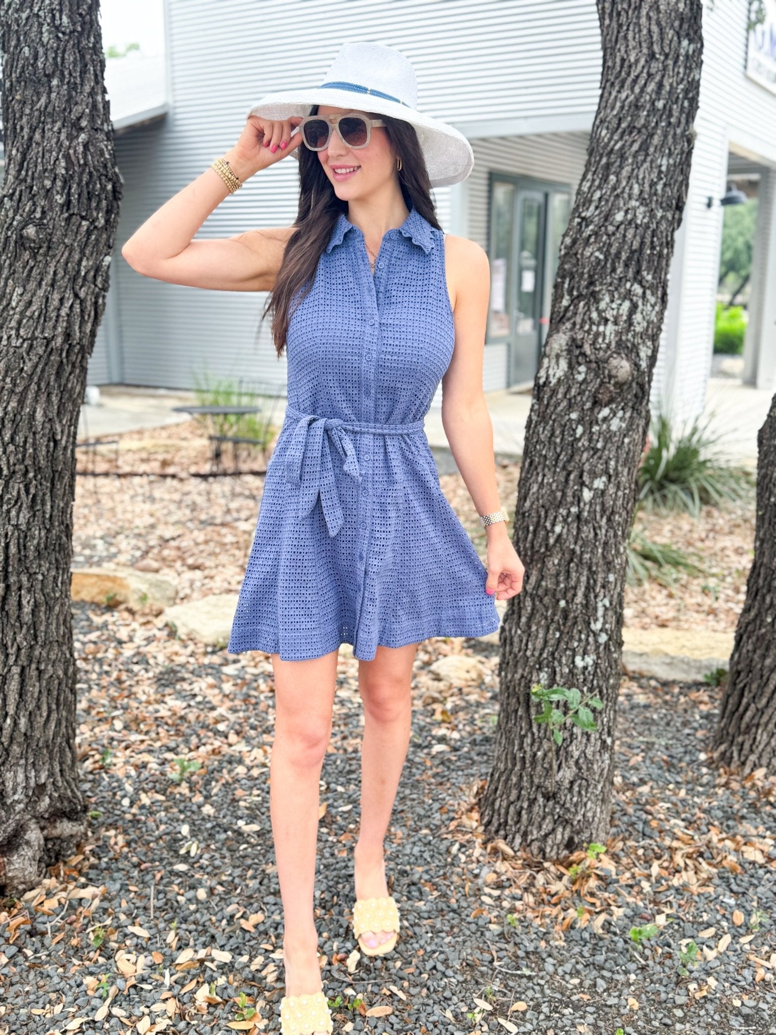 Eyelet Charm Mini Dress - Elk + Elm