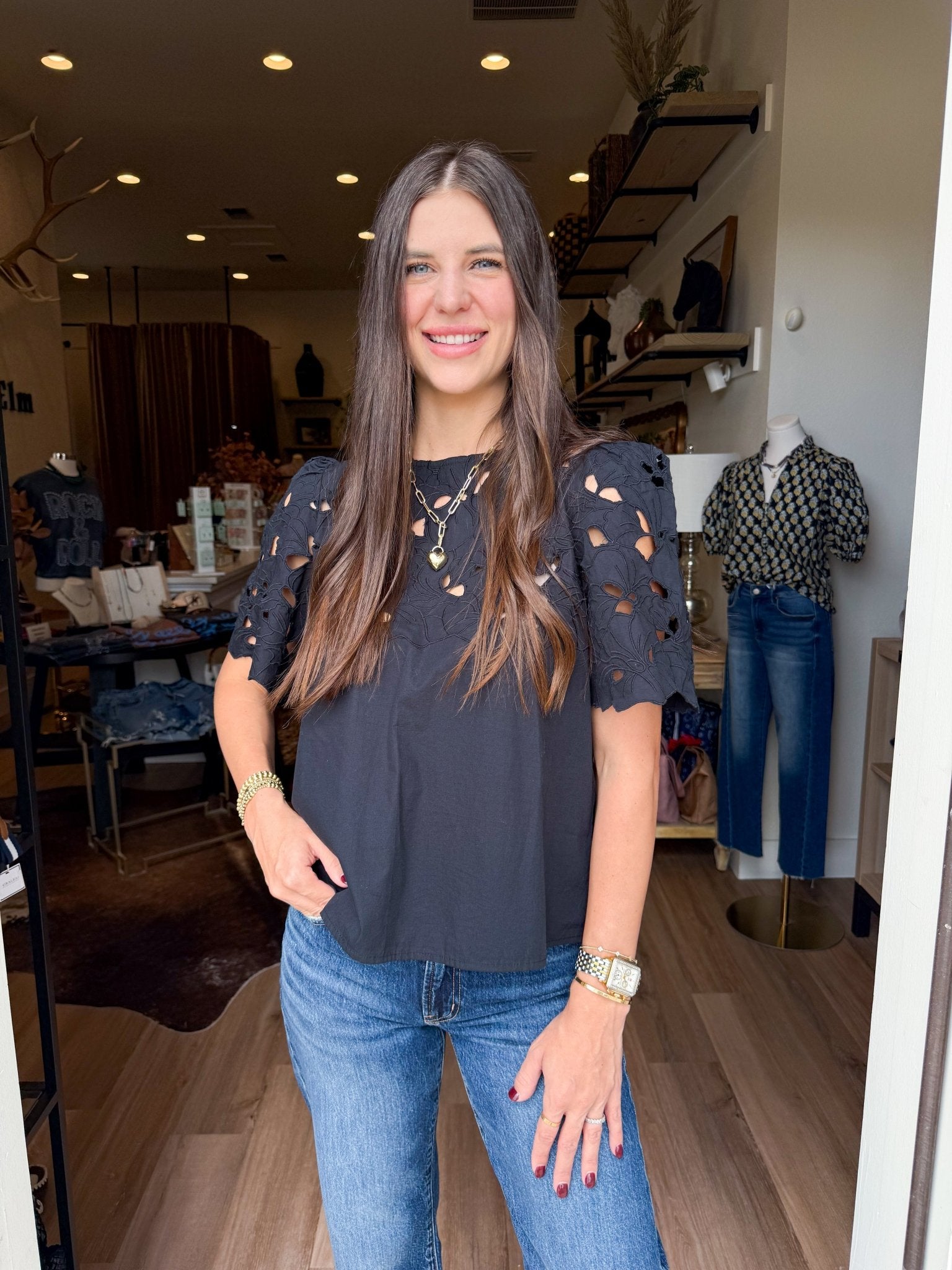 Eyelet Charm Top - Elk + Elm