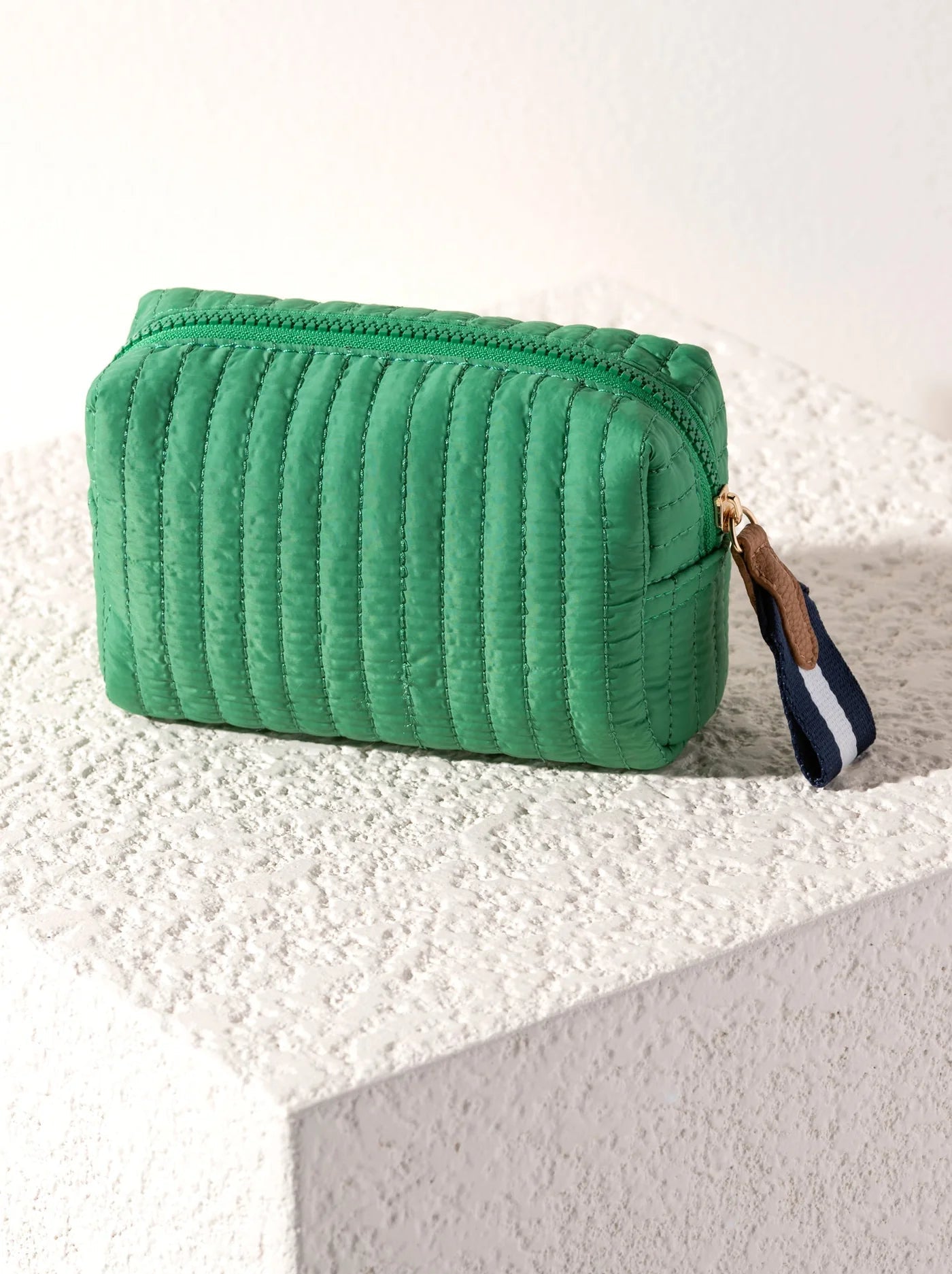 Ezra Small Boxy Cosmetic Pouch - Green - Elk + Elm