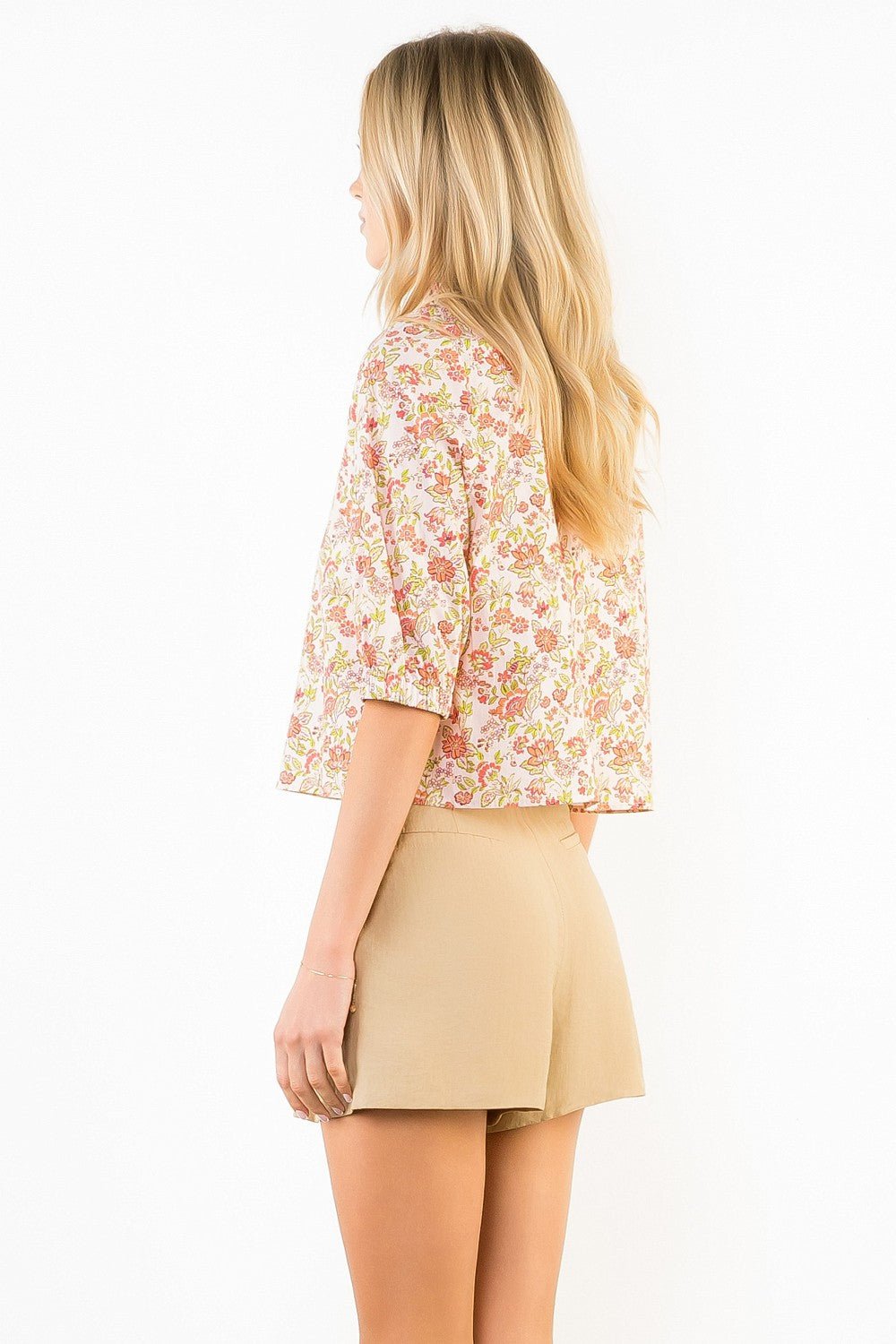Floral Button - Front Top in Pink - Elk + Elm