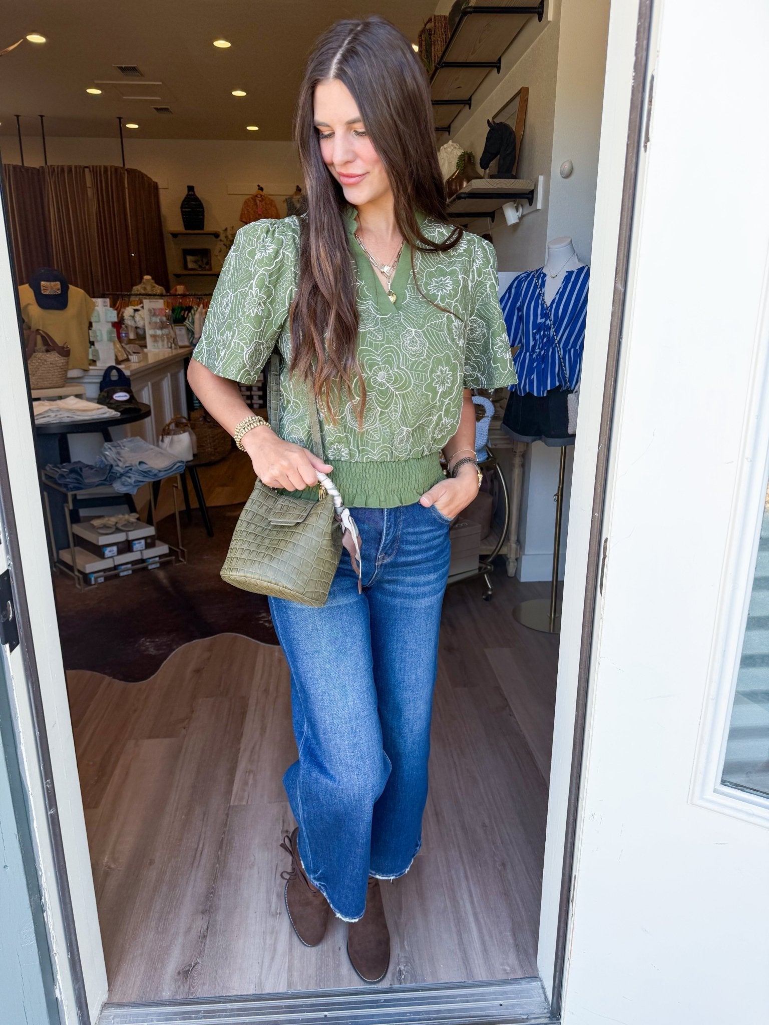 Floral Smocked Ruffle Top - Elk + Elm