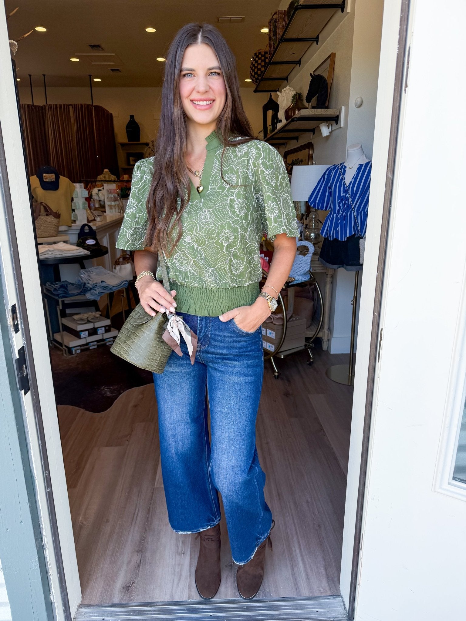 Floral Smocked Ruffle Top - Elk + Elm