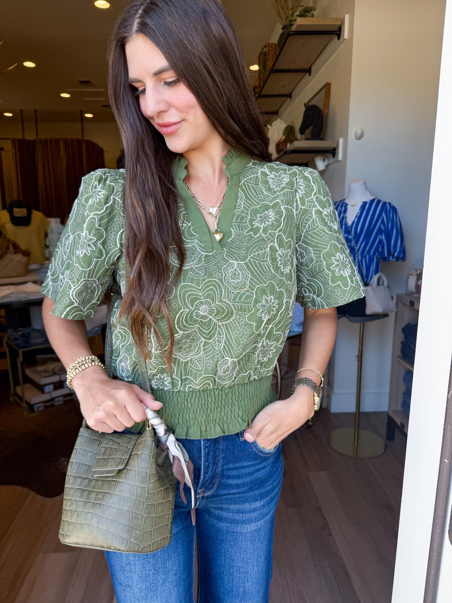 Floral Smocked Ruffle Top - Elk + Elm