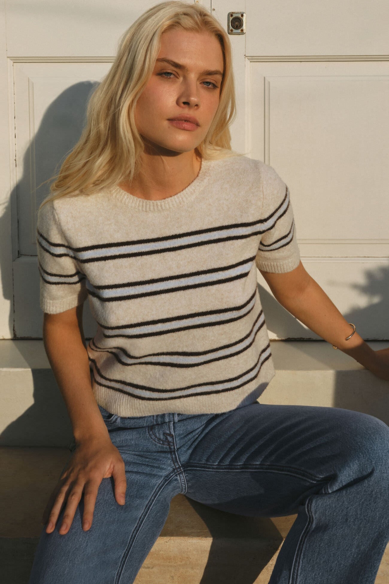 Gatewood Stripe Sweater Tee - Elk + Elm