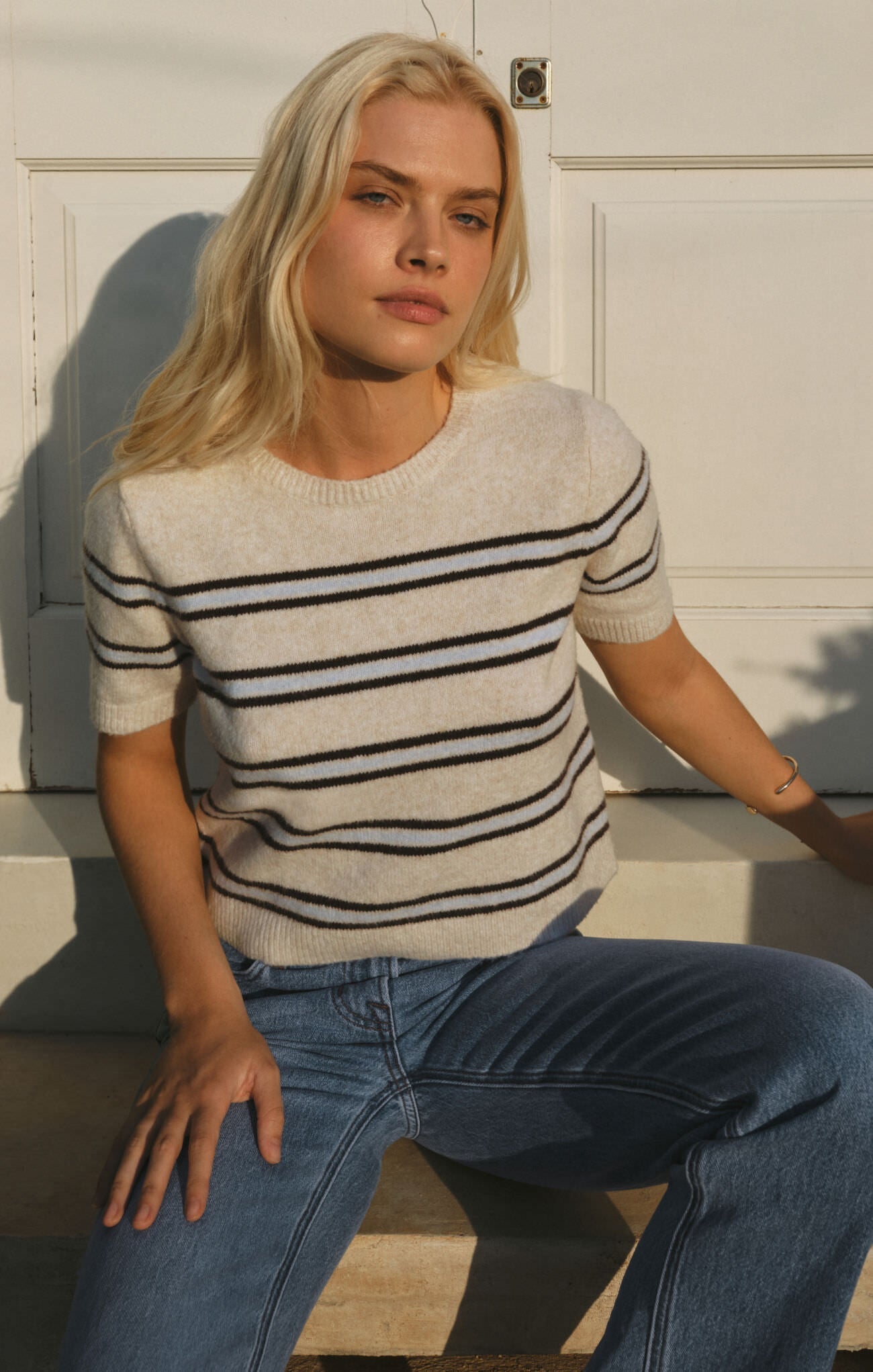 Gatewood Stripe Sweater Tee - Elk + Elm