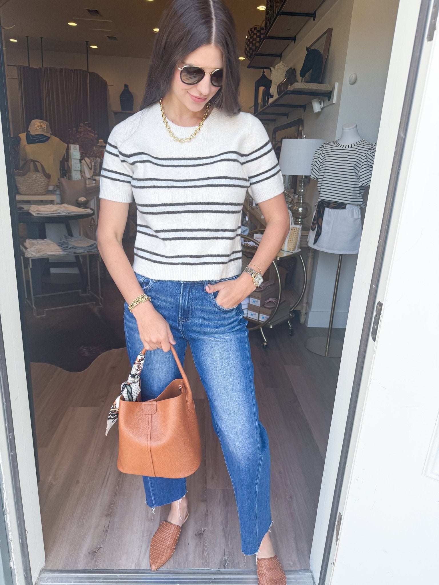 Gatewood Stripe Sweater Tee - Elk + Elm