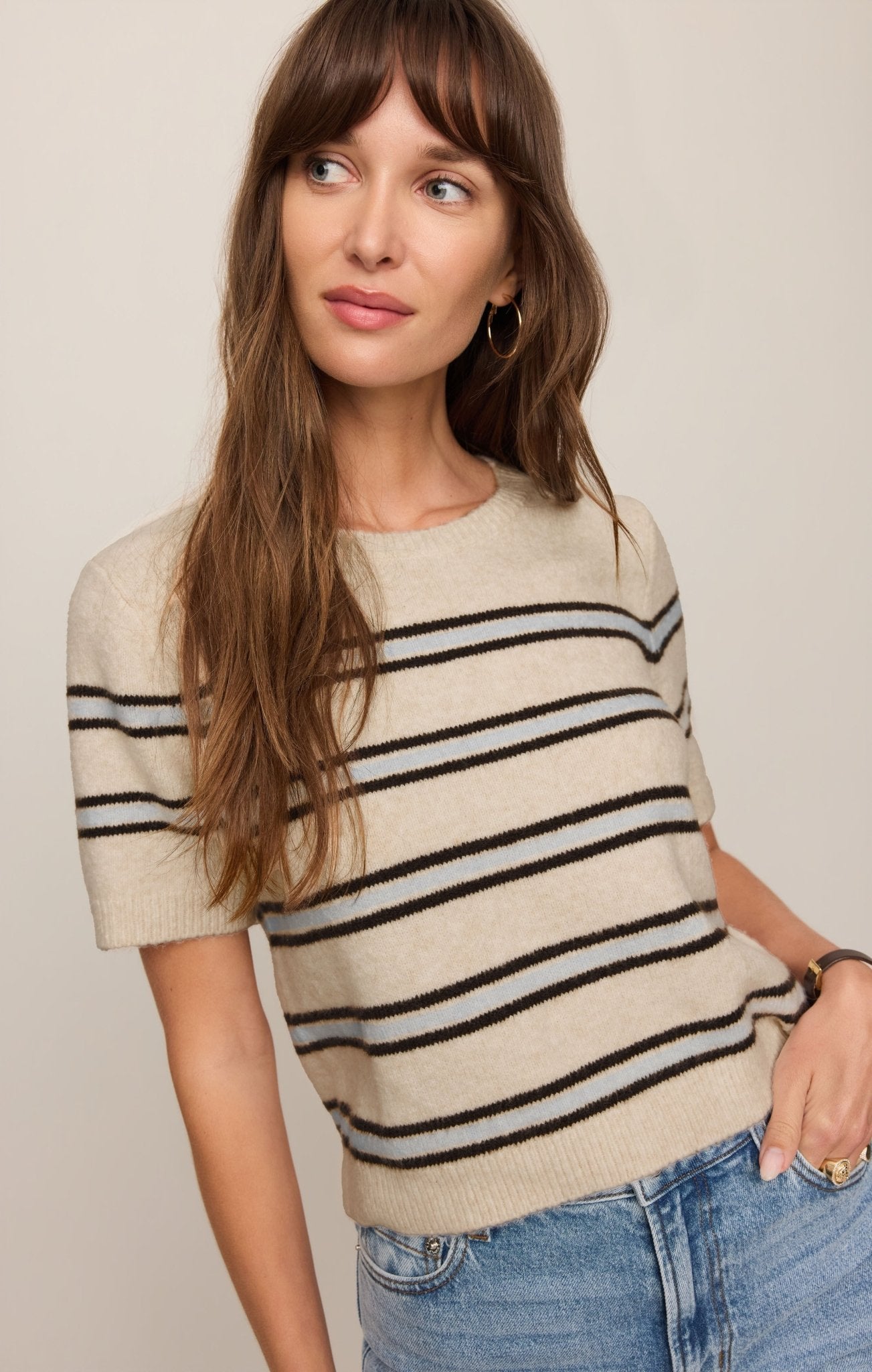 Gatewood Stripe Sweater Tee - Elk + Elm