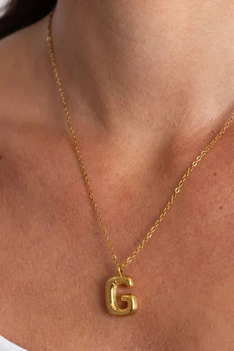 Gold Bubble Initial Neckalce - Elk + Elm