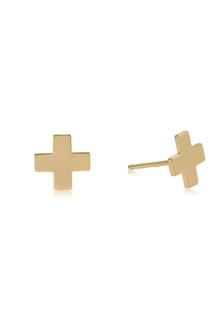 E Newton Signature Cross Stud Gold