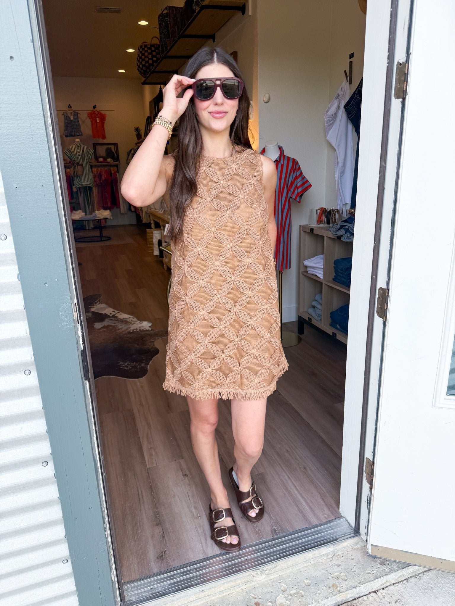 Golden Hour Crochet Fringe Dress - Elk + Elm