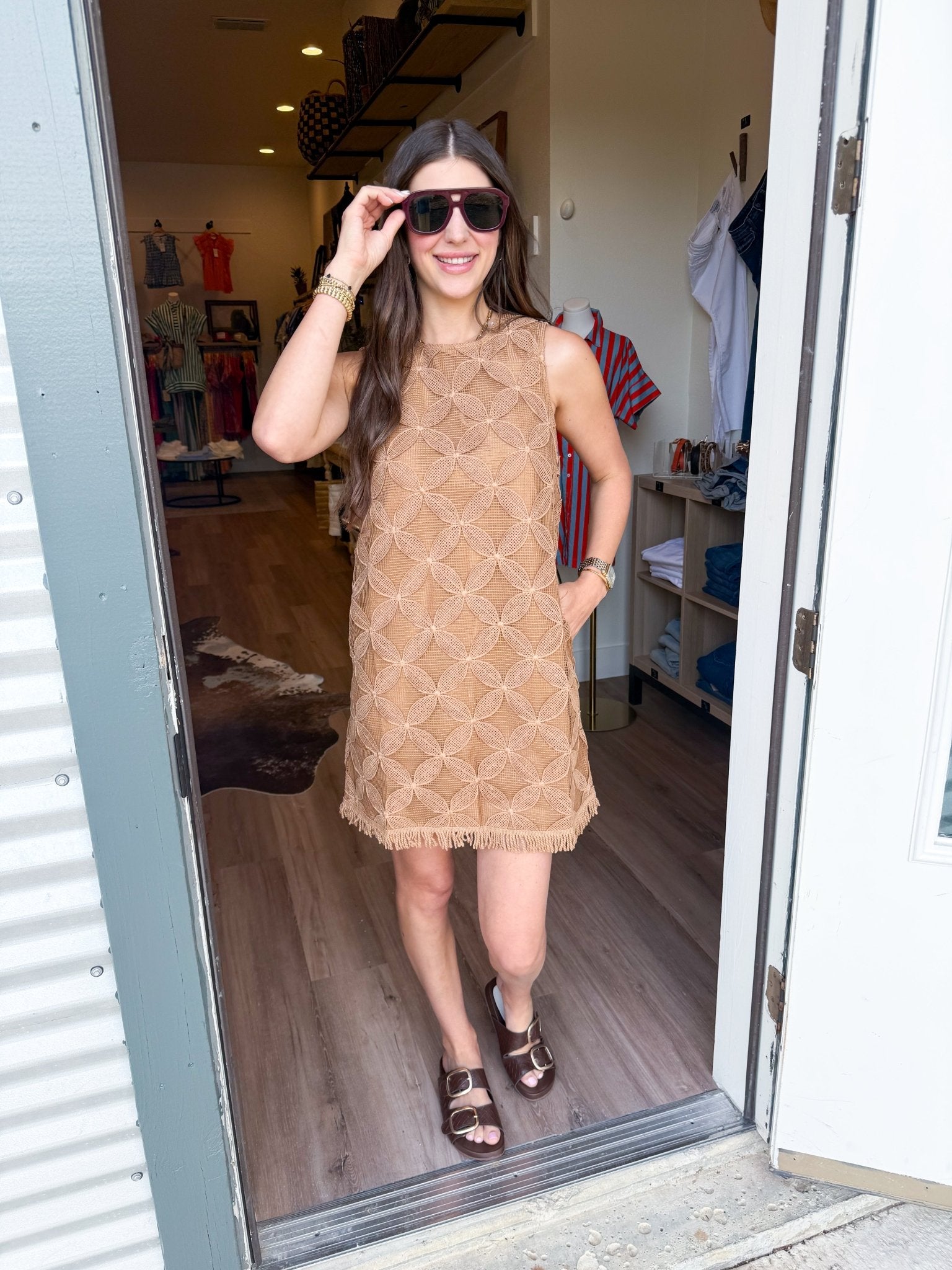 Golden Hour Crochet Fringe Dress - Elk + Elm