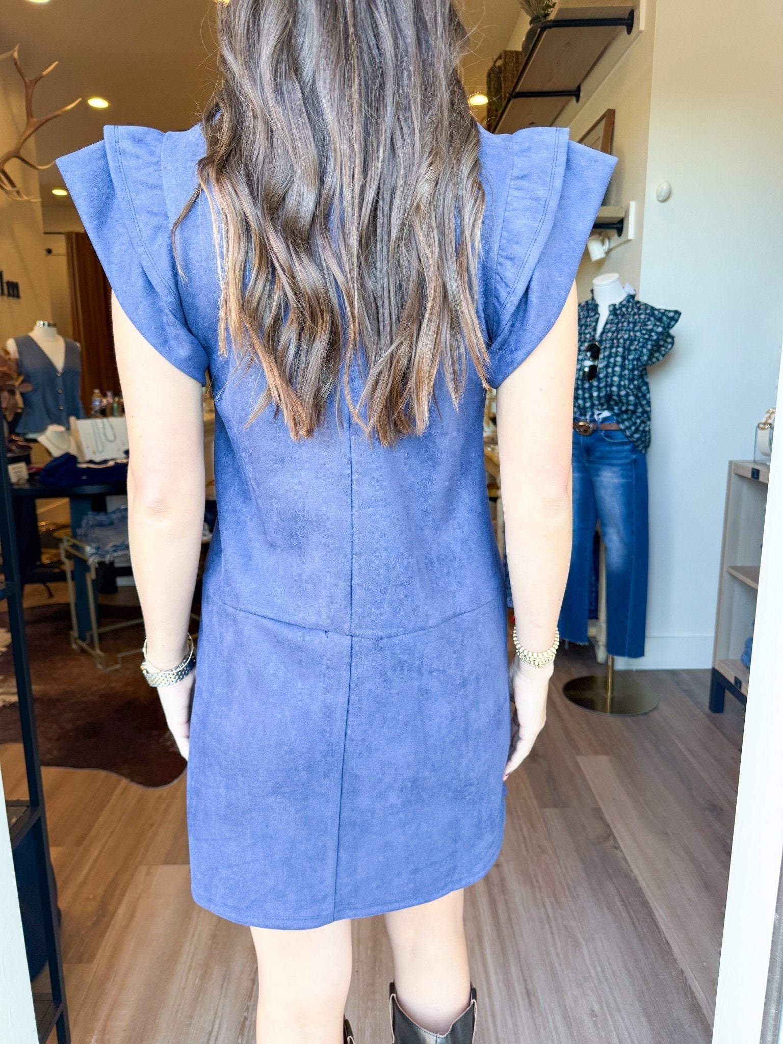 Hadley Suede Dress - Navy - Elk + Elm