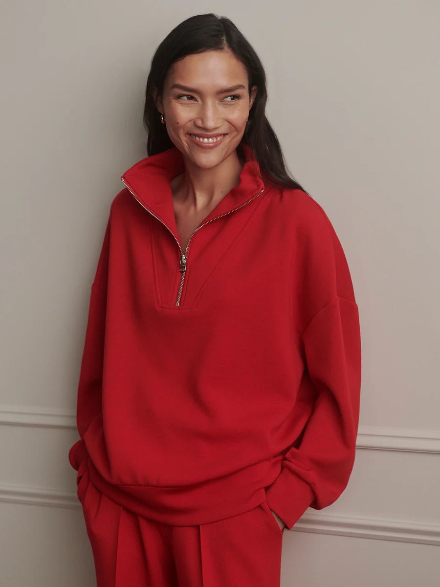 Hawley Half Zip - Red Marl - Elk + Elm