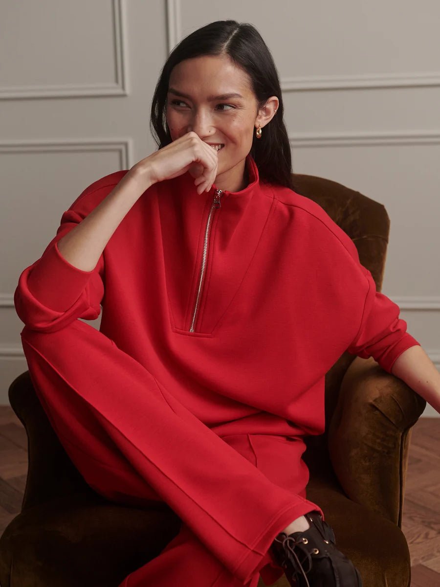 Hawley Half Zip - Red Marl - Elk + Elm