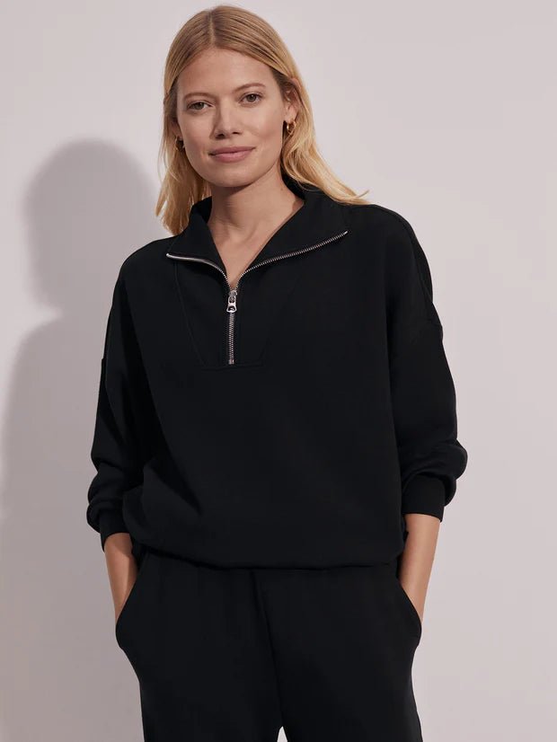 Hawley Half Zip Sweater - Black - Elk + Elm