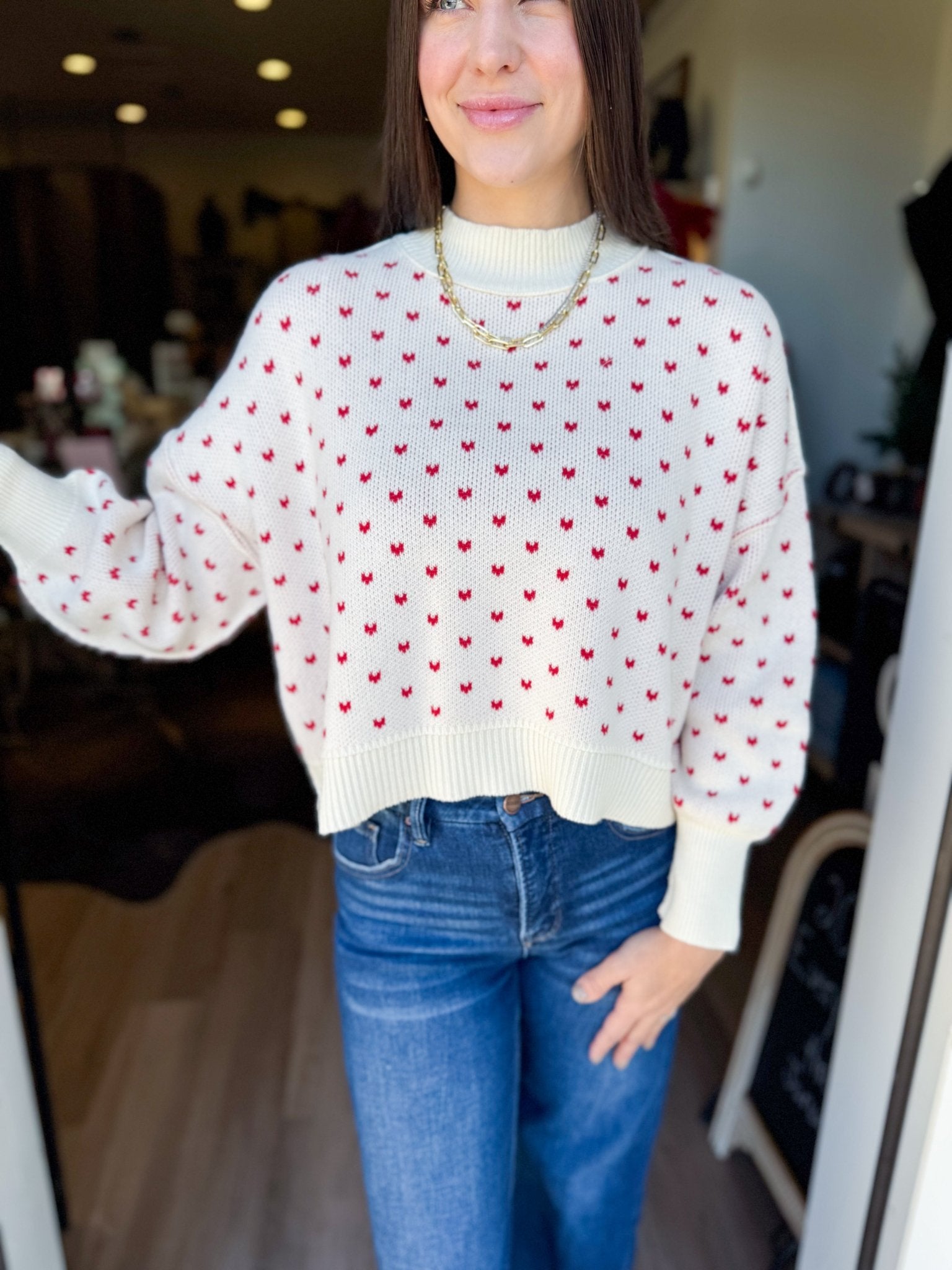 Heart Pattern Sweater - Elk + Elm