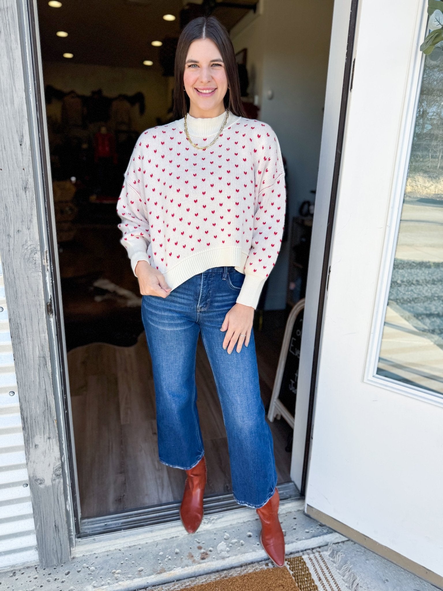 Heart Pattern Sweater - Elk + Elm