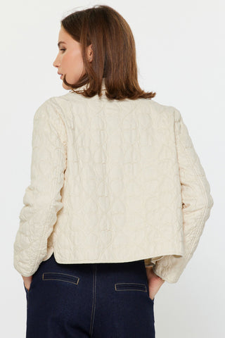 Quilted Crop Jacket- Natural