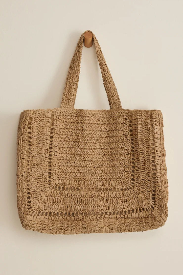 Hideaway Raffia Tote - Elk + Elm