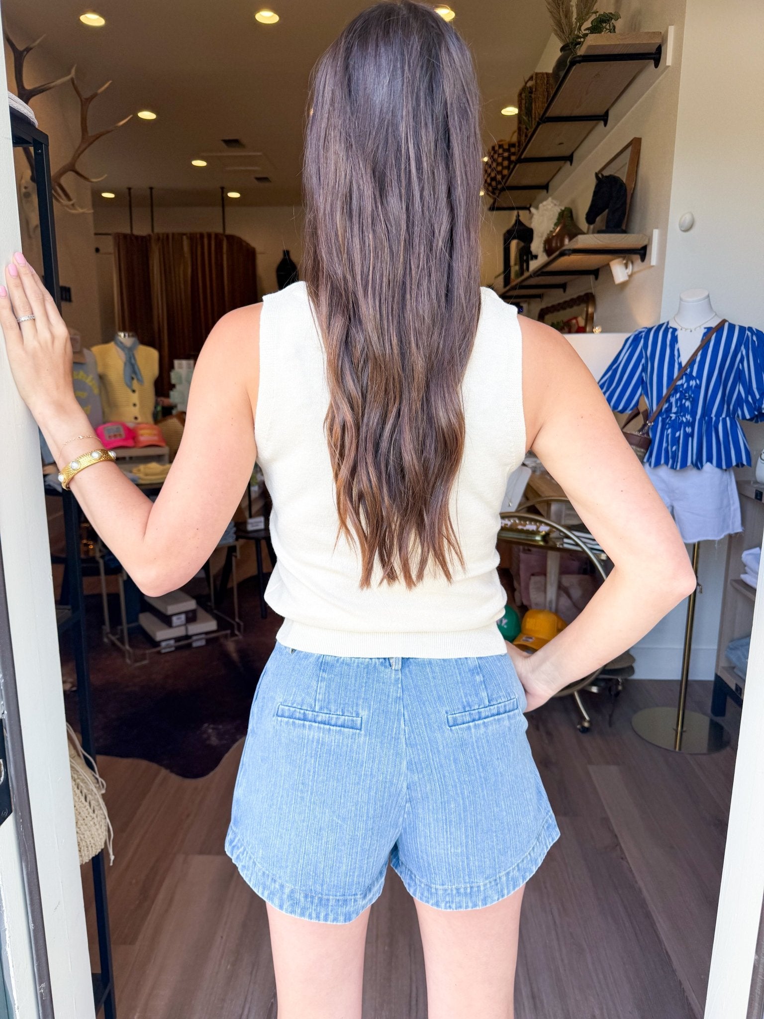 High Rise Denim Shorts - Elk + Elm