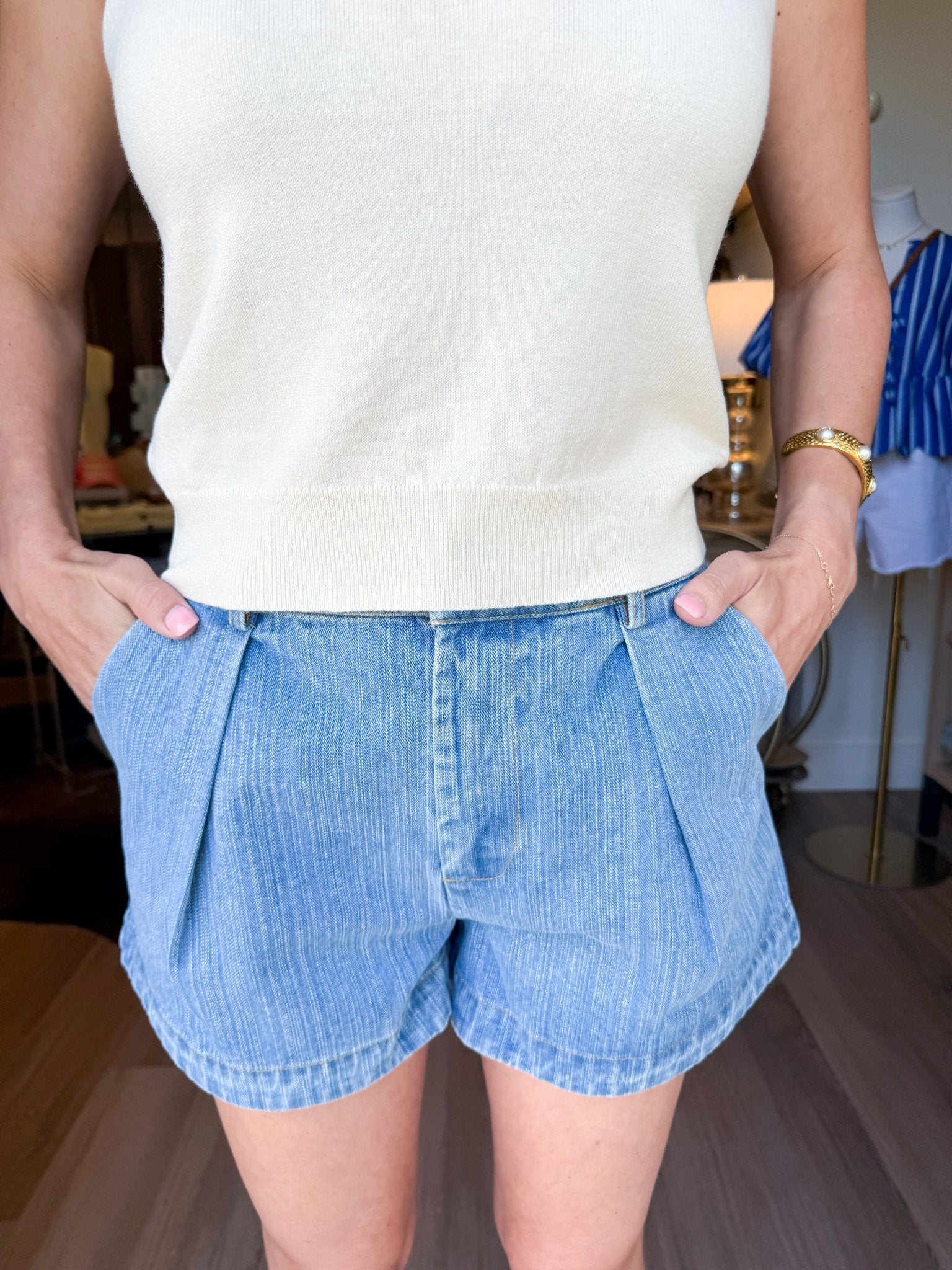 High Rise Denim Shorts - Elk + Elm