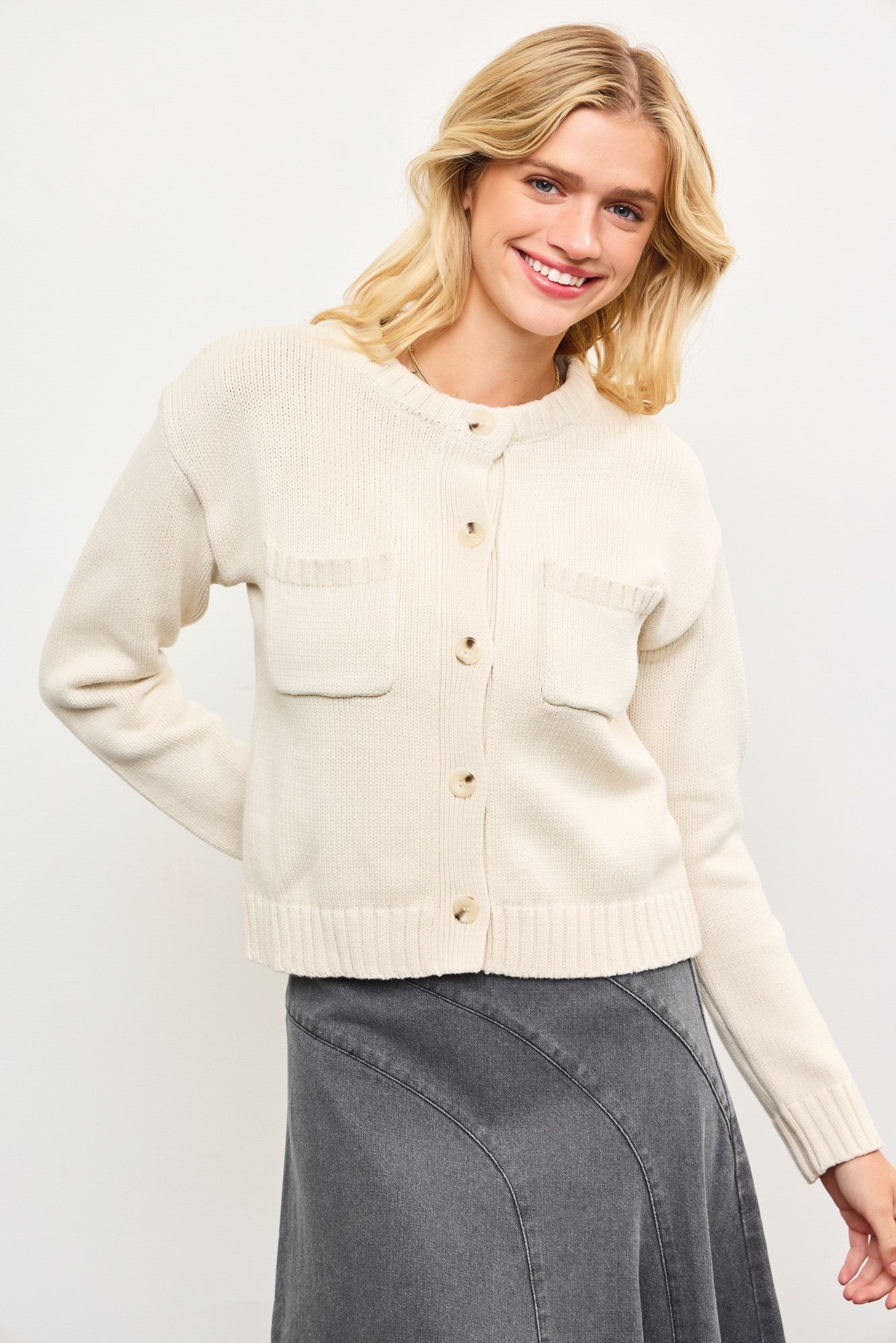 Holly Button Down Sweater - Elk + Elm