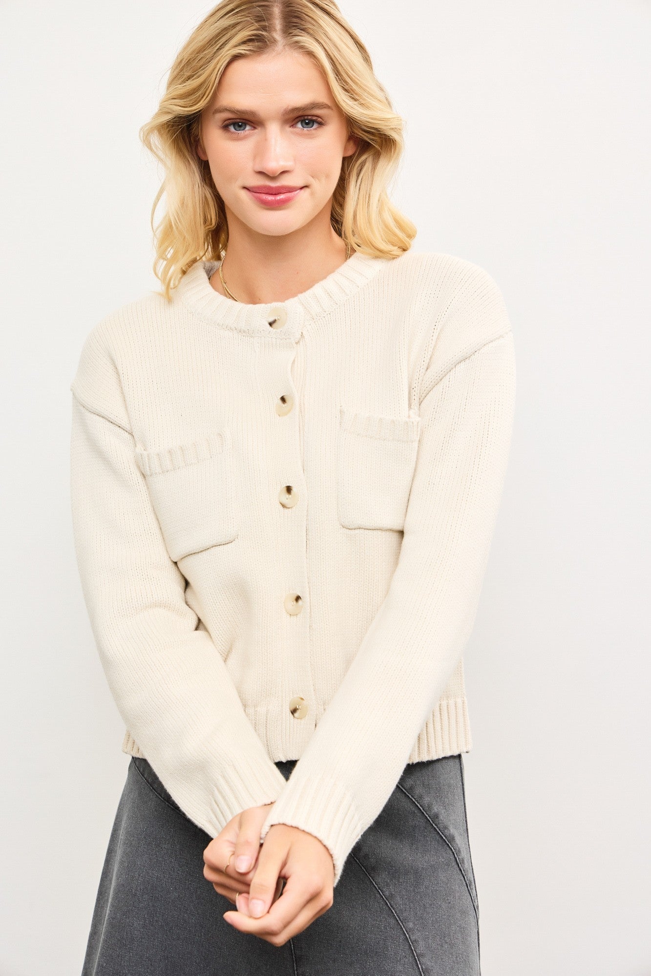 Holly Button Down Sweater - Elk + Elm