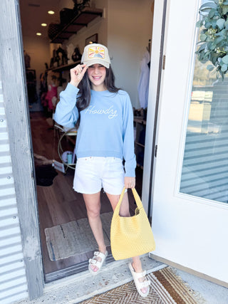 Howdy Sweatshirt - Coastal Blue - Elk + Elm