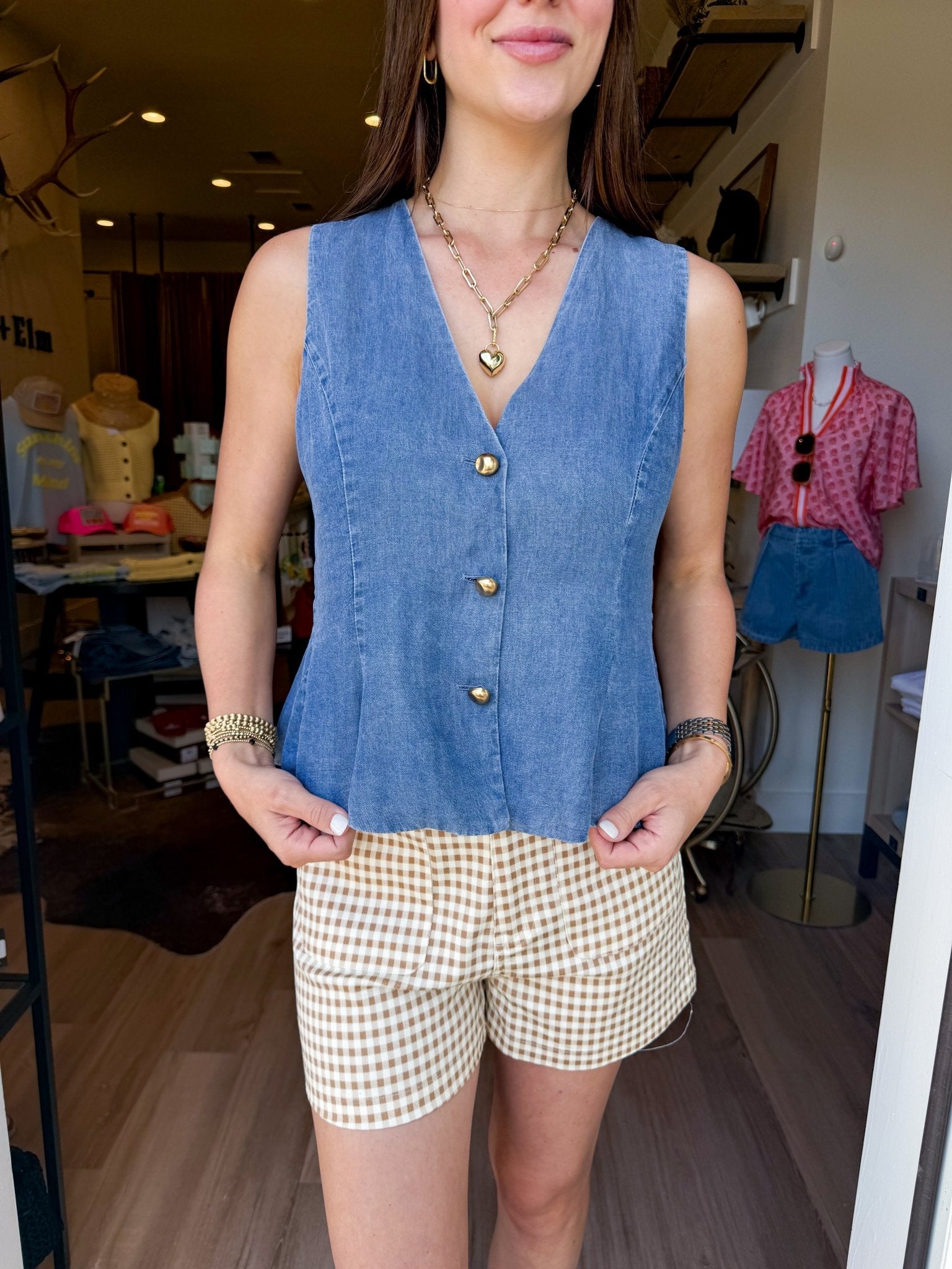 Indigo Charm Vest - Elk + Elm