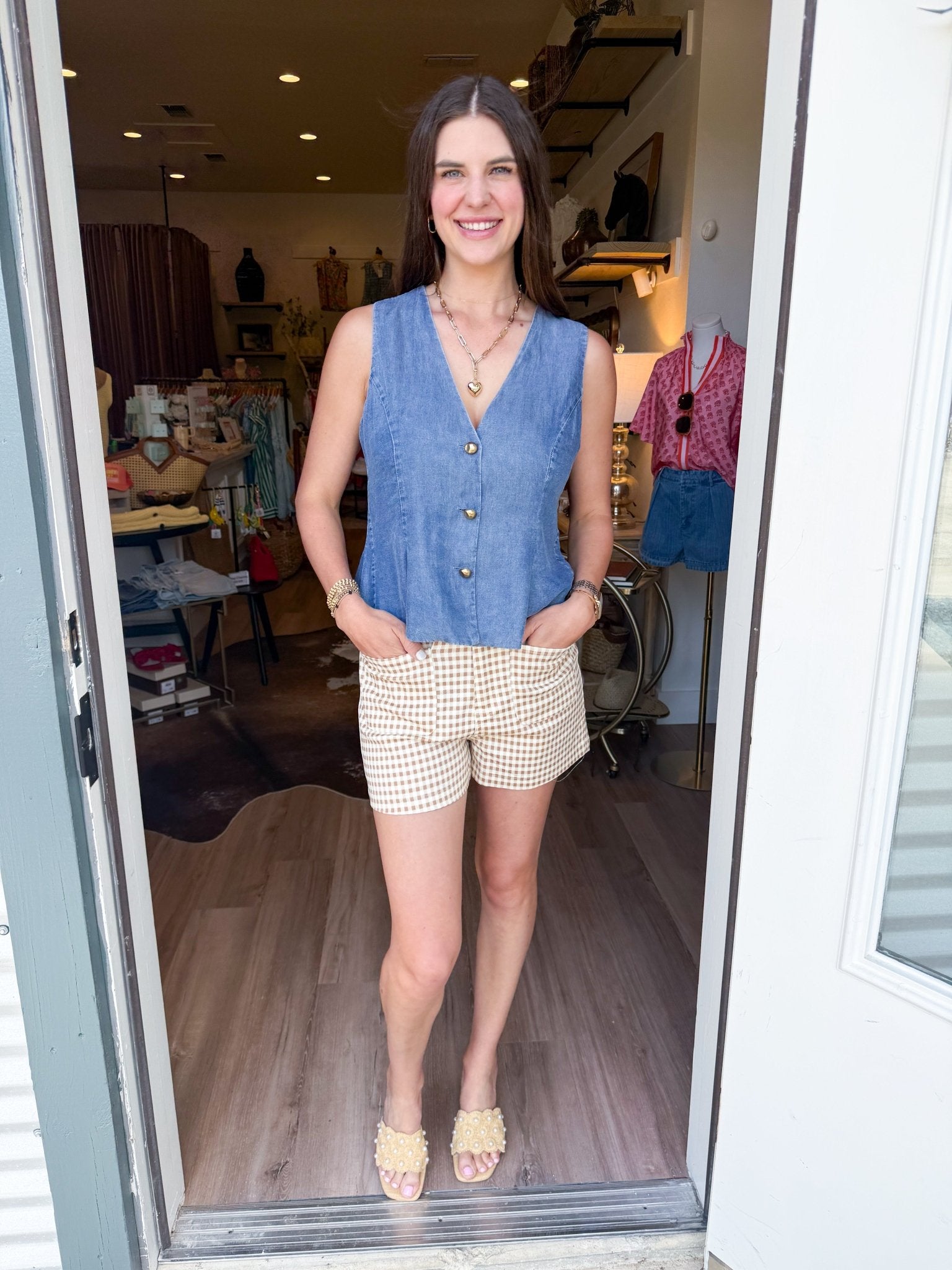 Indigo Charm Vest - Elk + Elm