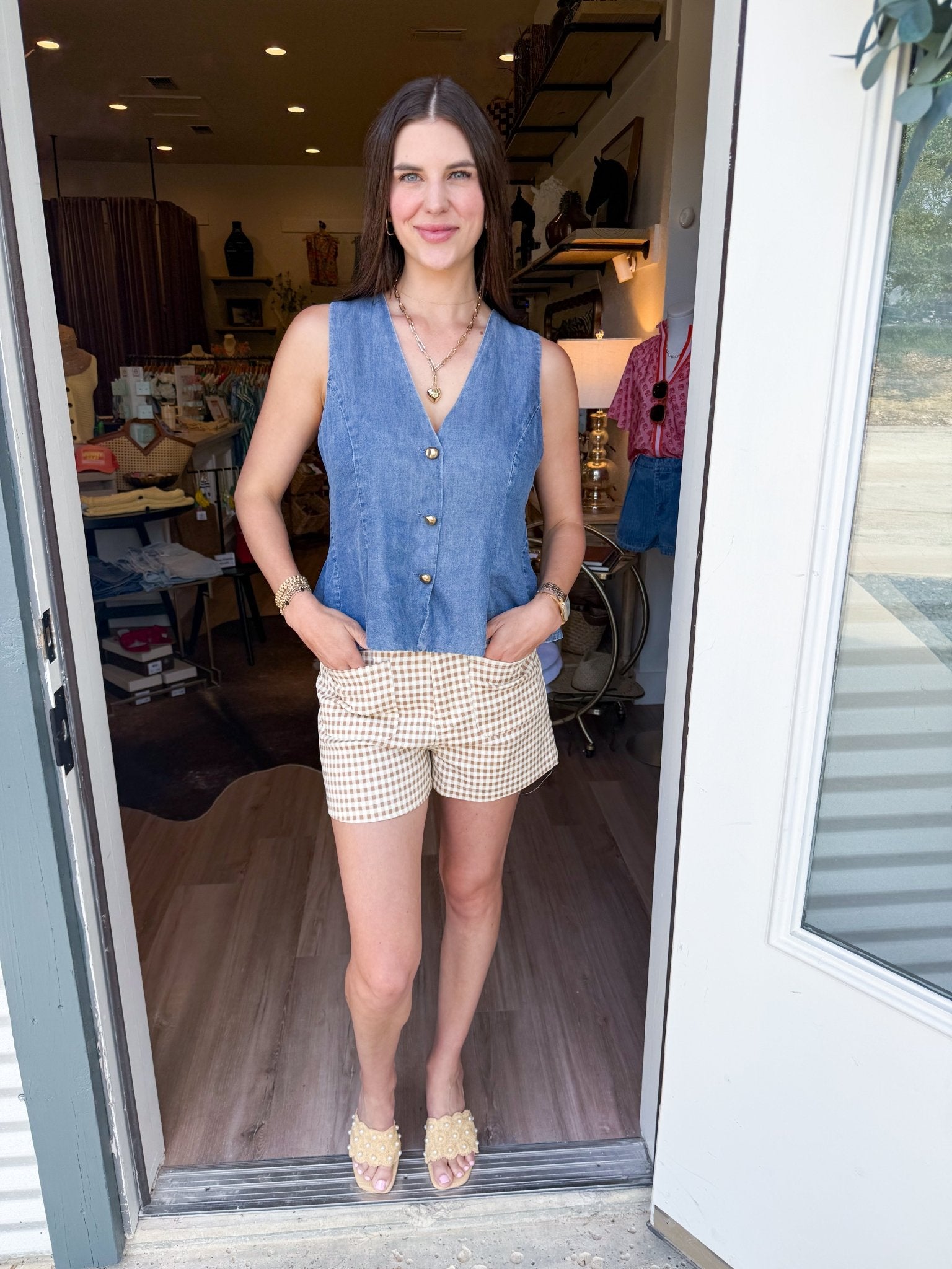 Indigo Charm Vest - Elk + Elm