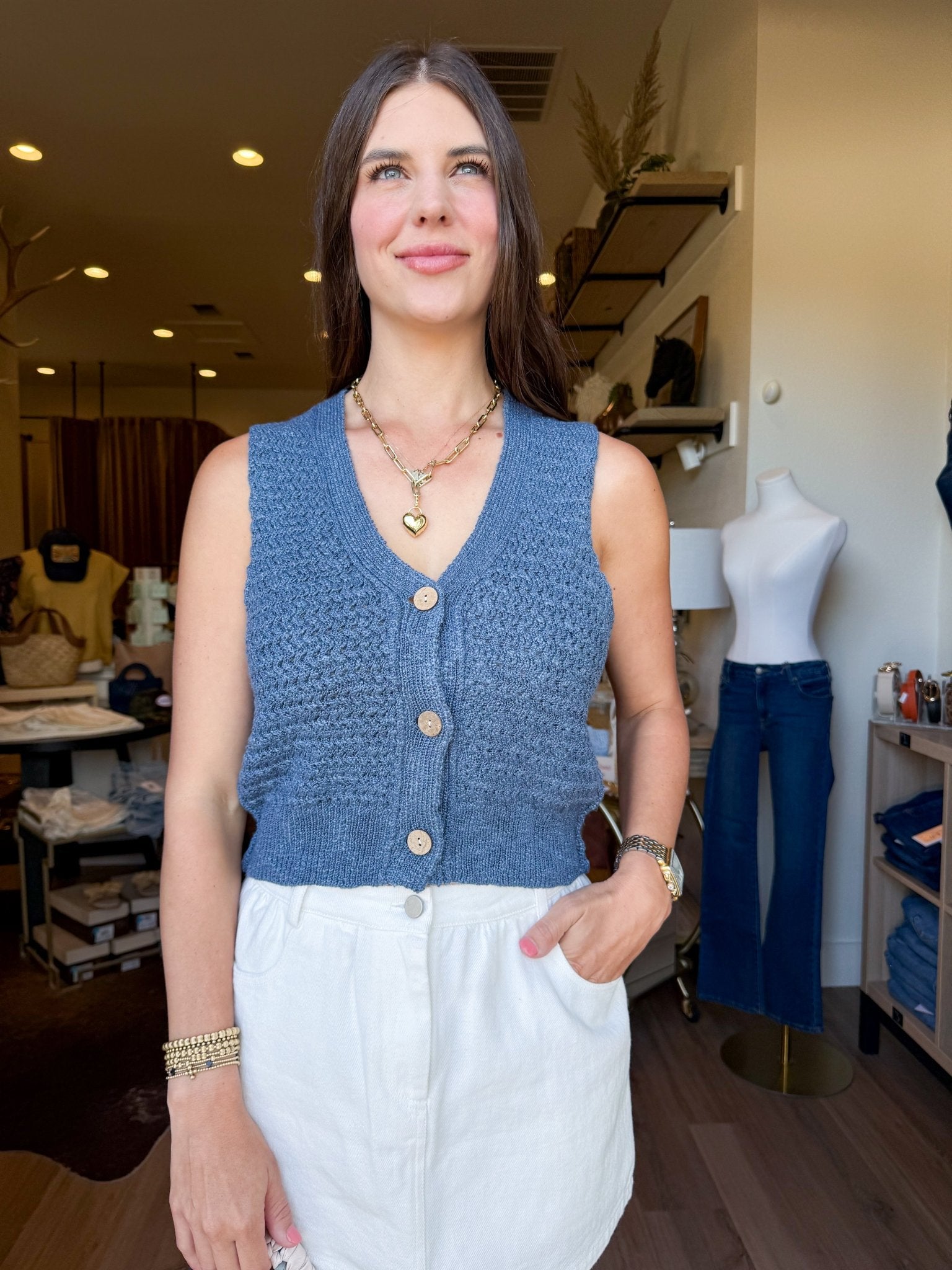 Indigo Sweater Vest - Elk + Elm