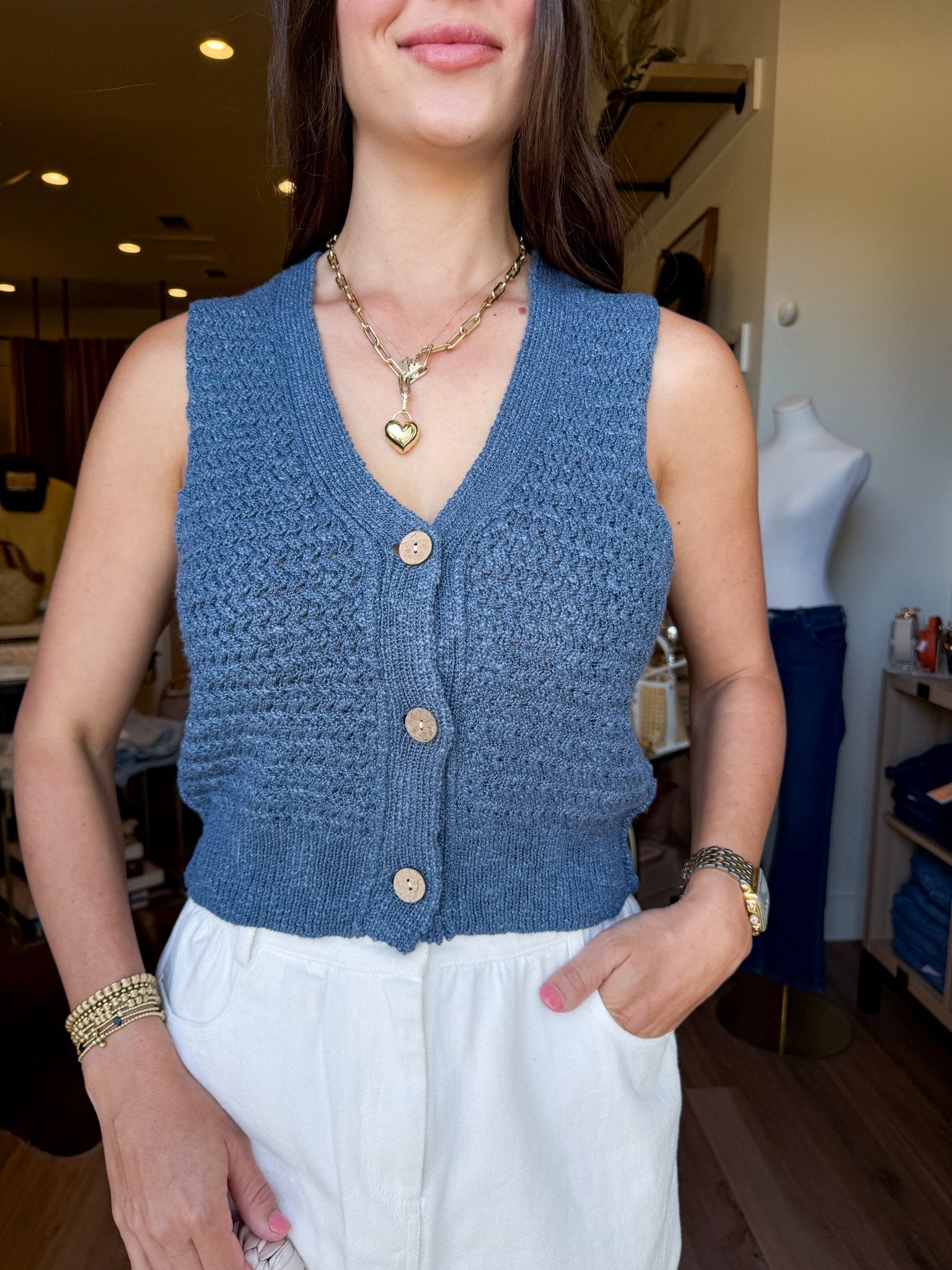 Indigo Sweater Vest - Elk + Elm