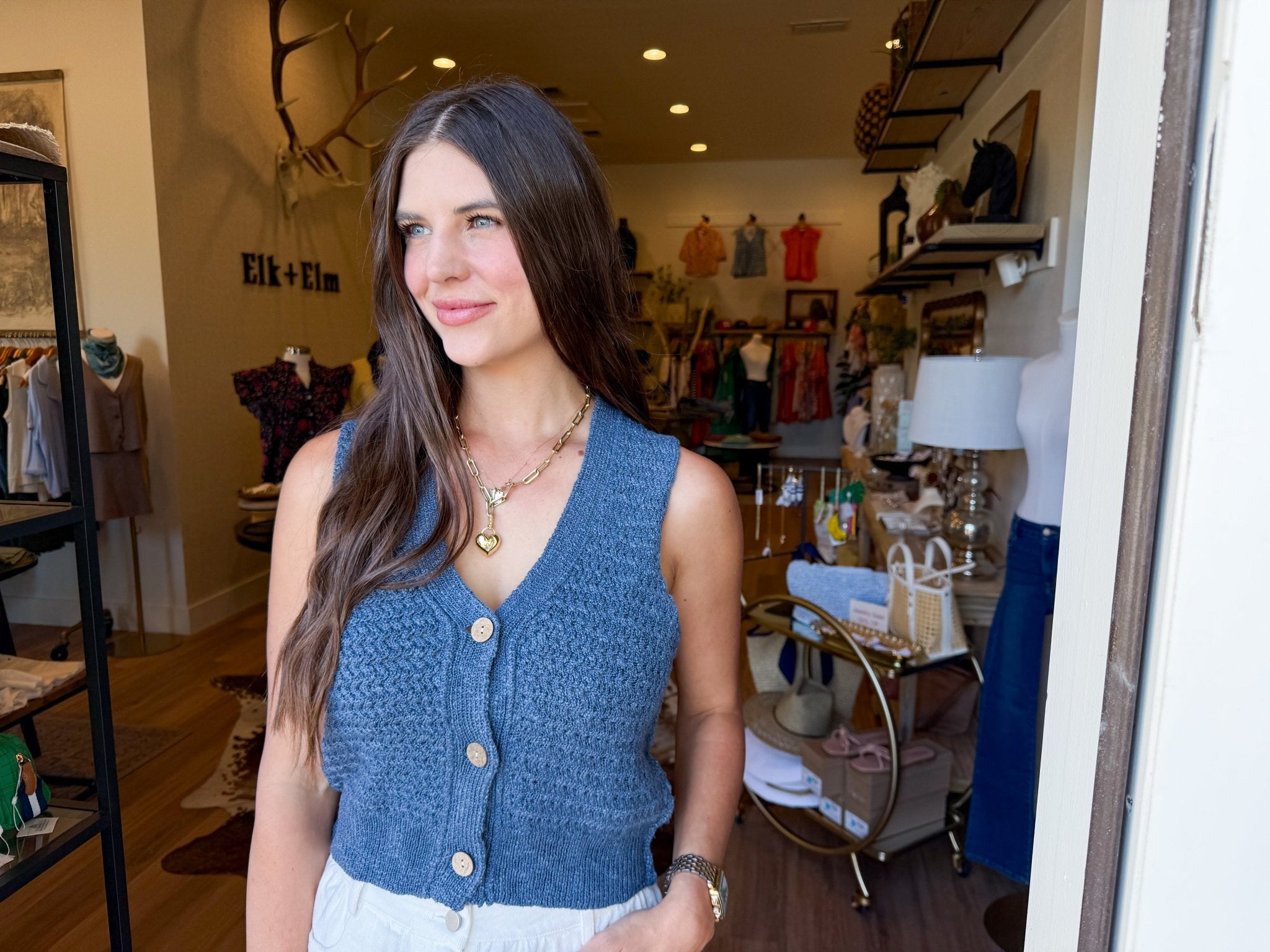 Indigo Sweater Vest - Elk + Elm