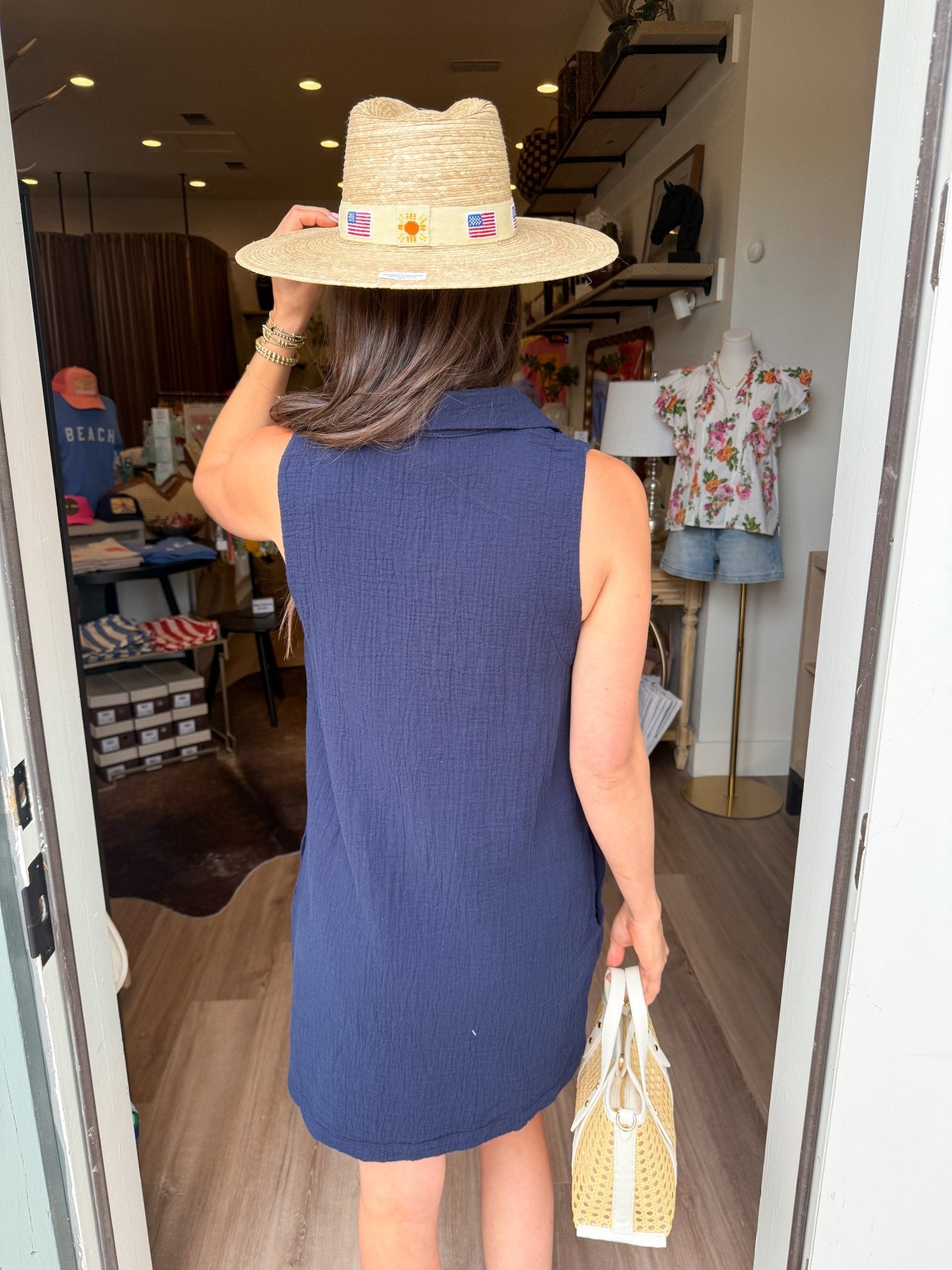 Jax Gauze Mini Dress - Navy - Elk + Elm
