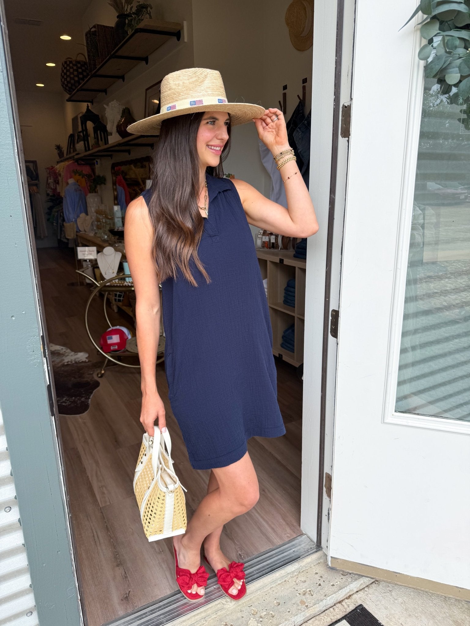 Jax Gauze Mini Dress - Navy - Elk + Elm
