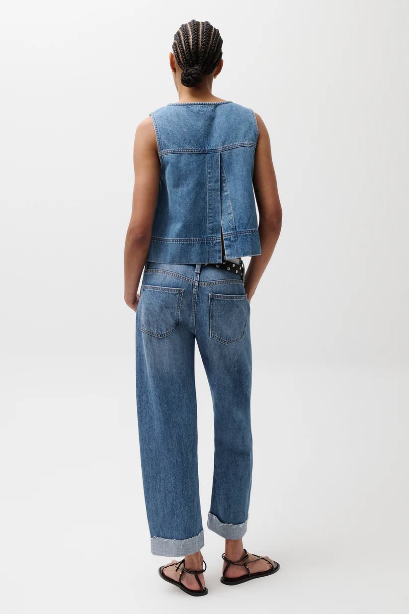 Kacey Mid Rise Cuffed Boyfriend Jeans - Laguna - Elk + Elm