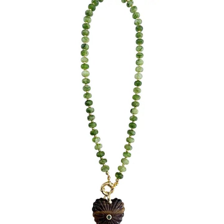 Kendall Beaded Heart Necklace - Green - Elk + Elm