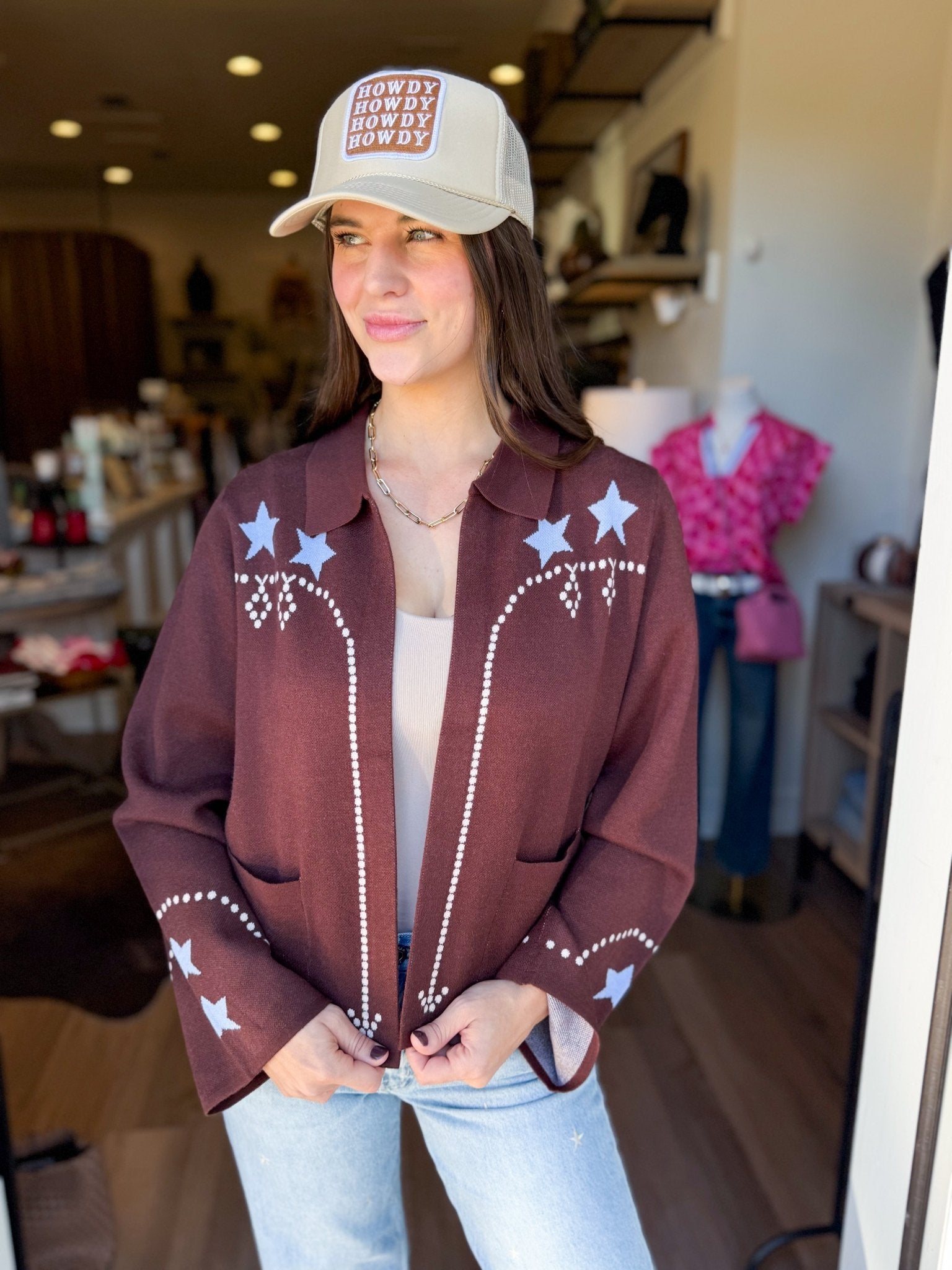 Knitted Star Detail Cardigan - Elk + Elm